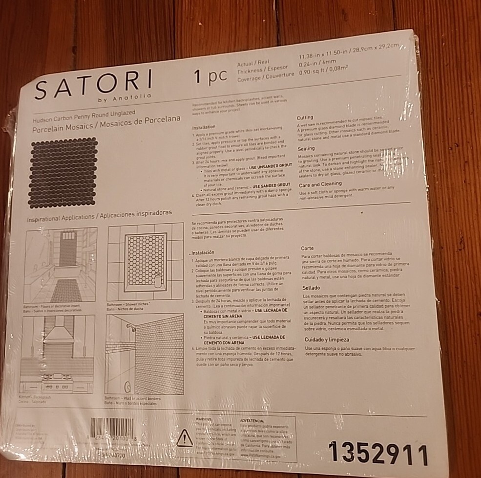Penny Round Hudson Carbon Porcelain Mosaic Wall Floor Tile Backsplash Satori
