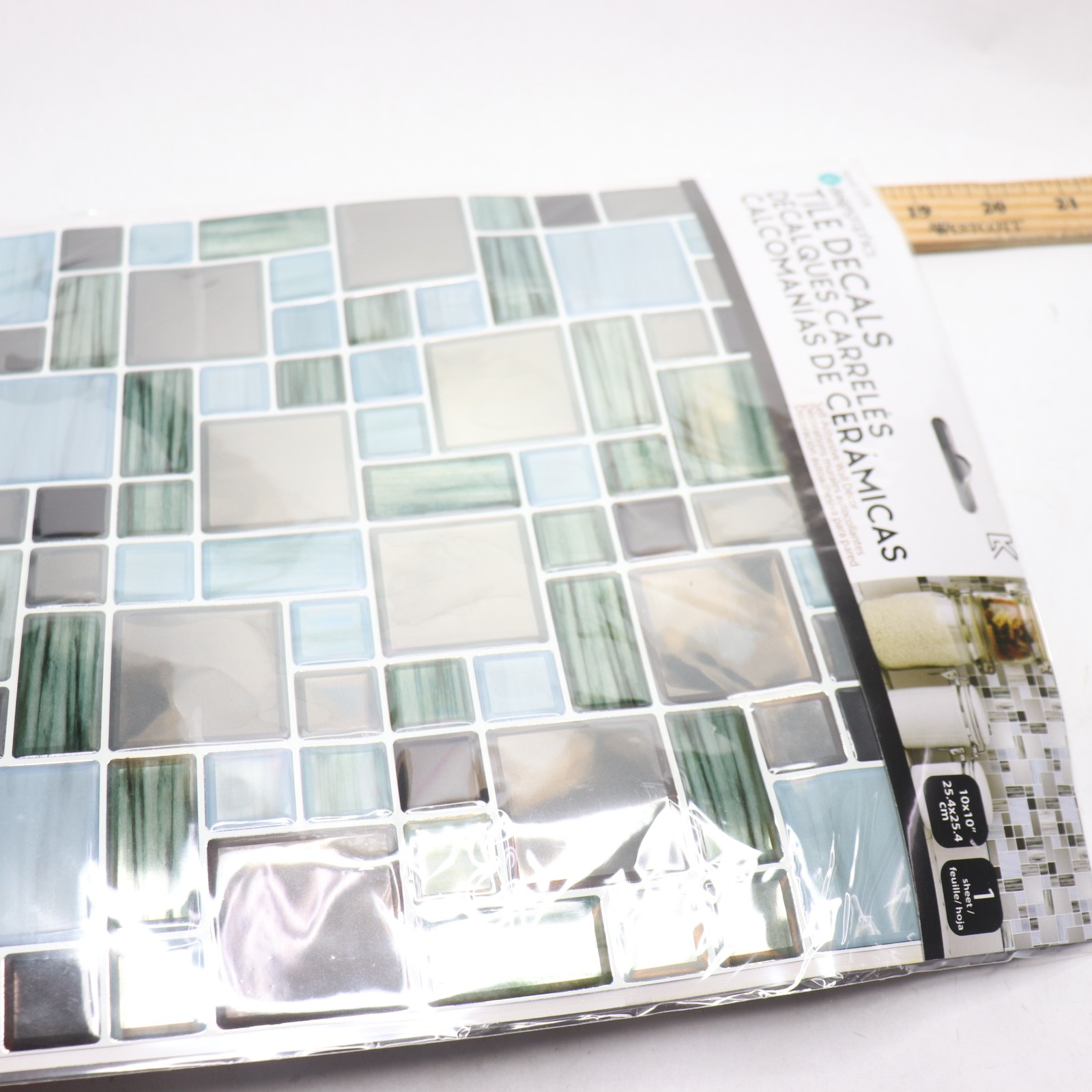 iDesign Tile Wall Decals Peel and Stick Self-Adhesive Square Gloss 10″ x 10″