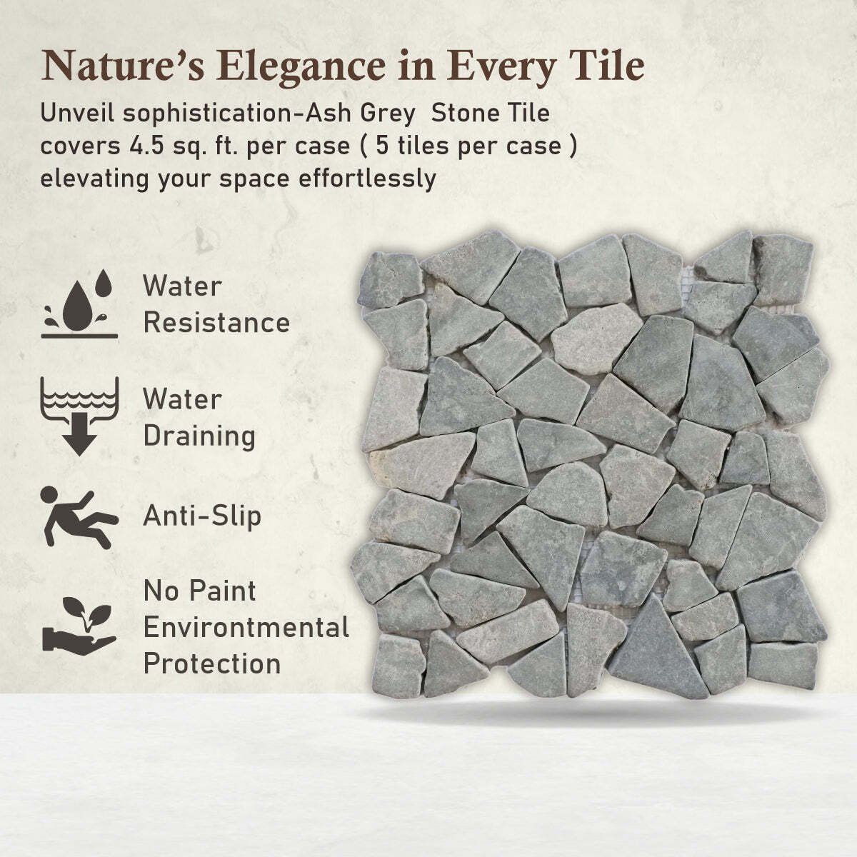 Ash Grey Random Mosaic Wall & Floor Tile ($11.84/SqFt)