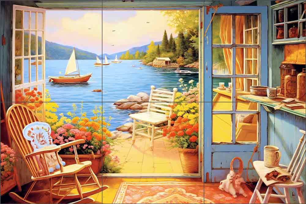 Cottage Tile Backsplash Ray Powers Coastal Art Ceramic Mural OB-RPA361