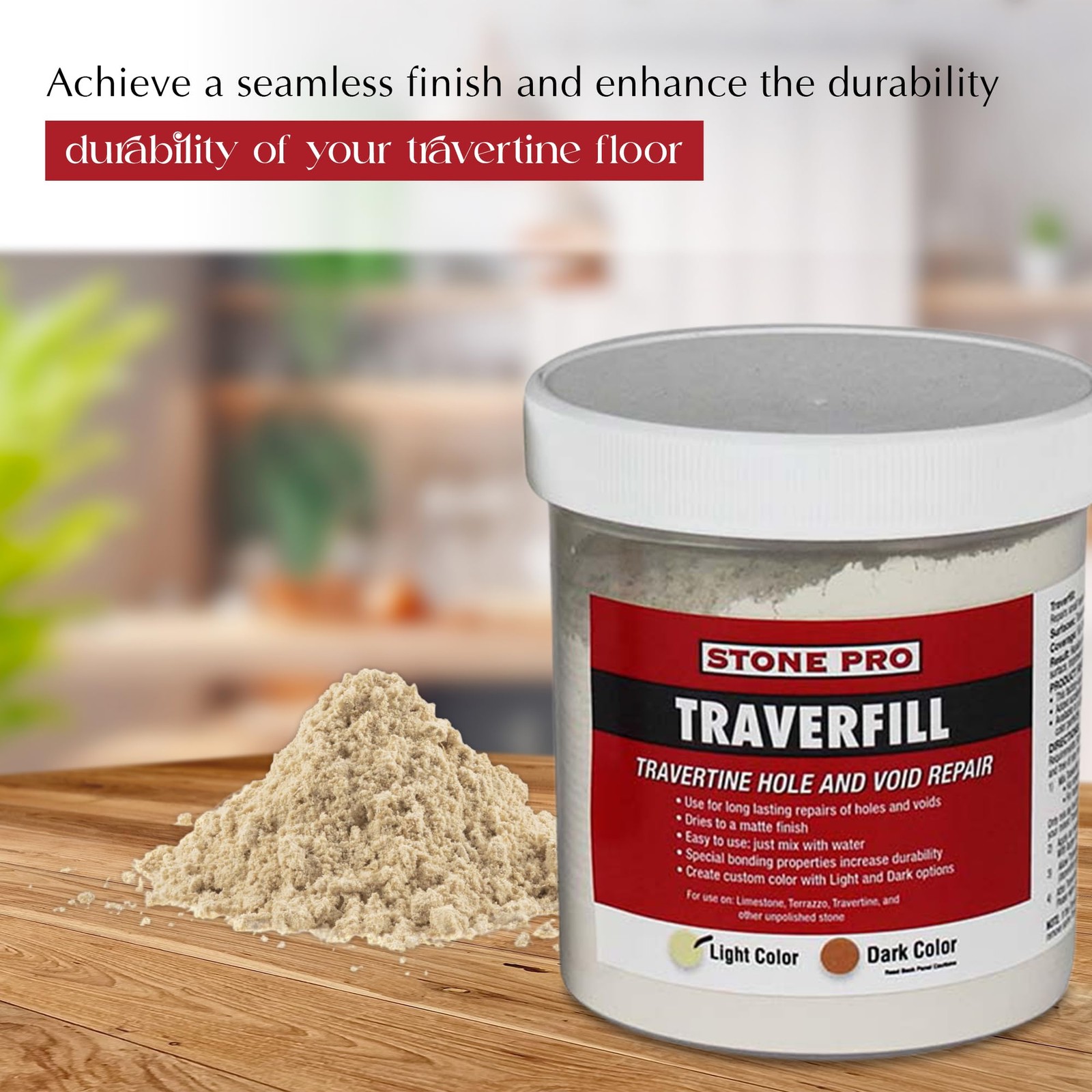 StonePro Traverfill – Travertine Repair – Fills 1 Pound (Pack of 1), Cream