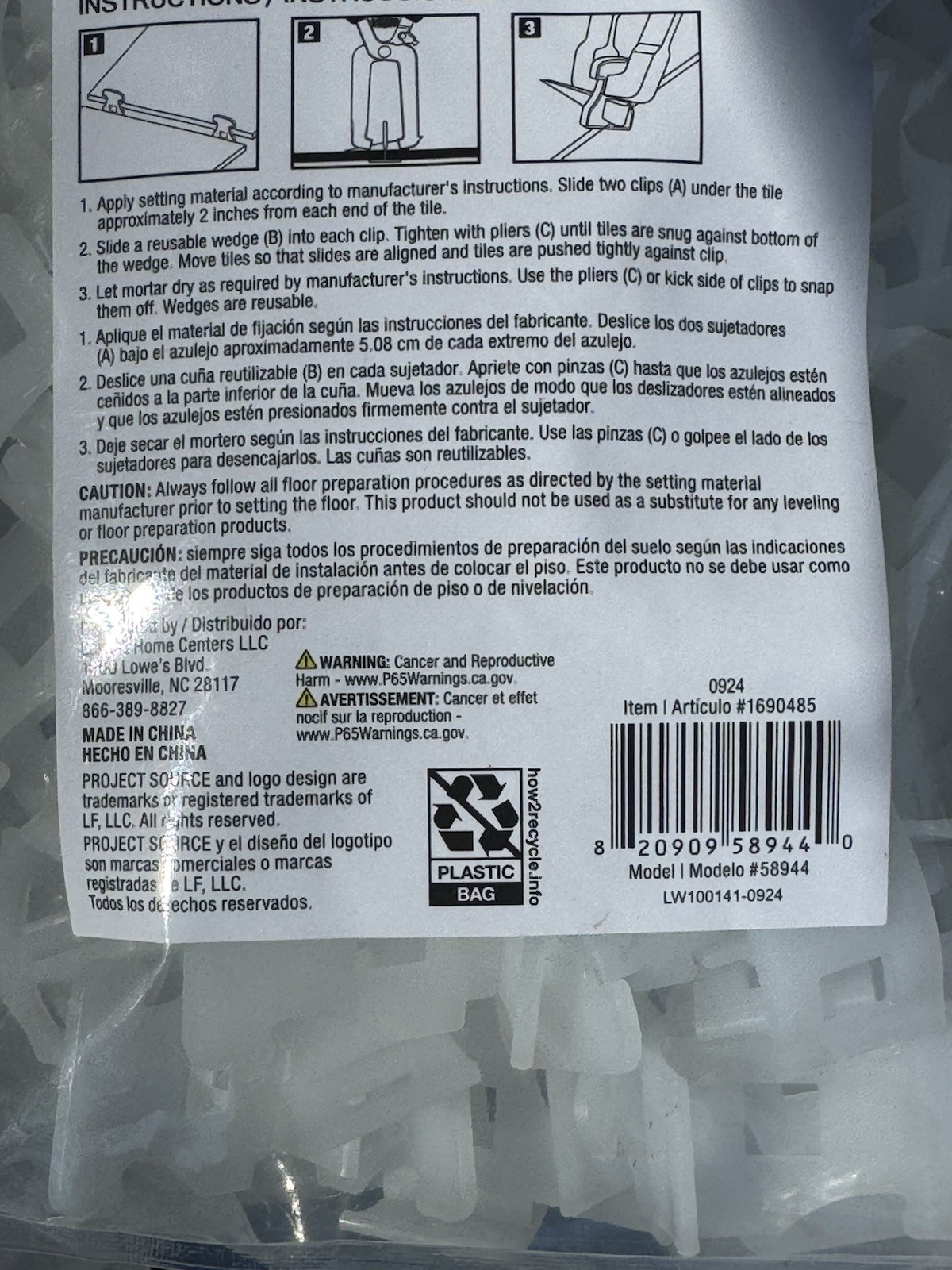 Project Source Curved A Tile Leveling System Clips 13 Bags 1,300ct Total