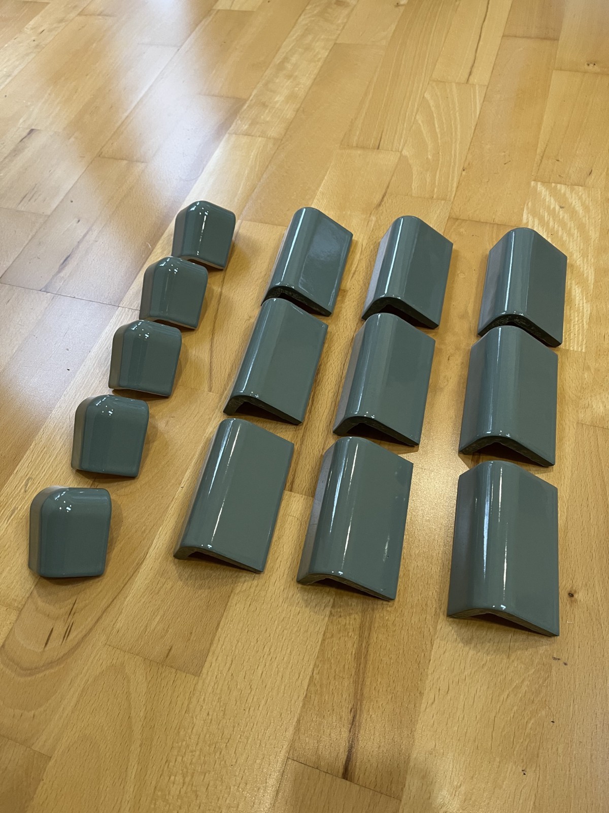 9 Teal Ceramic Radius Bullnose Right Angle Trim & 5 Corner V-CAP Bullnose