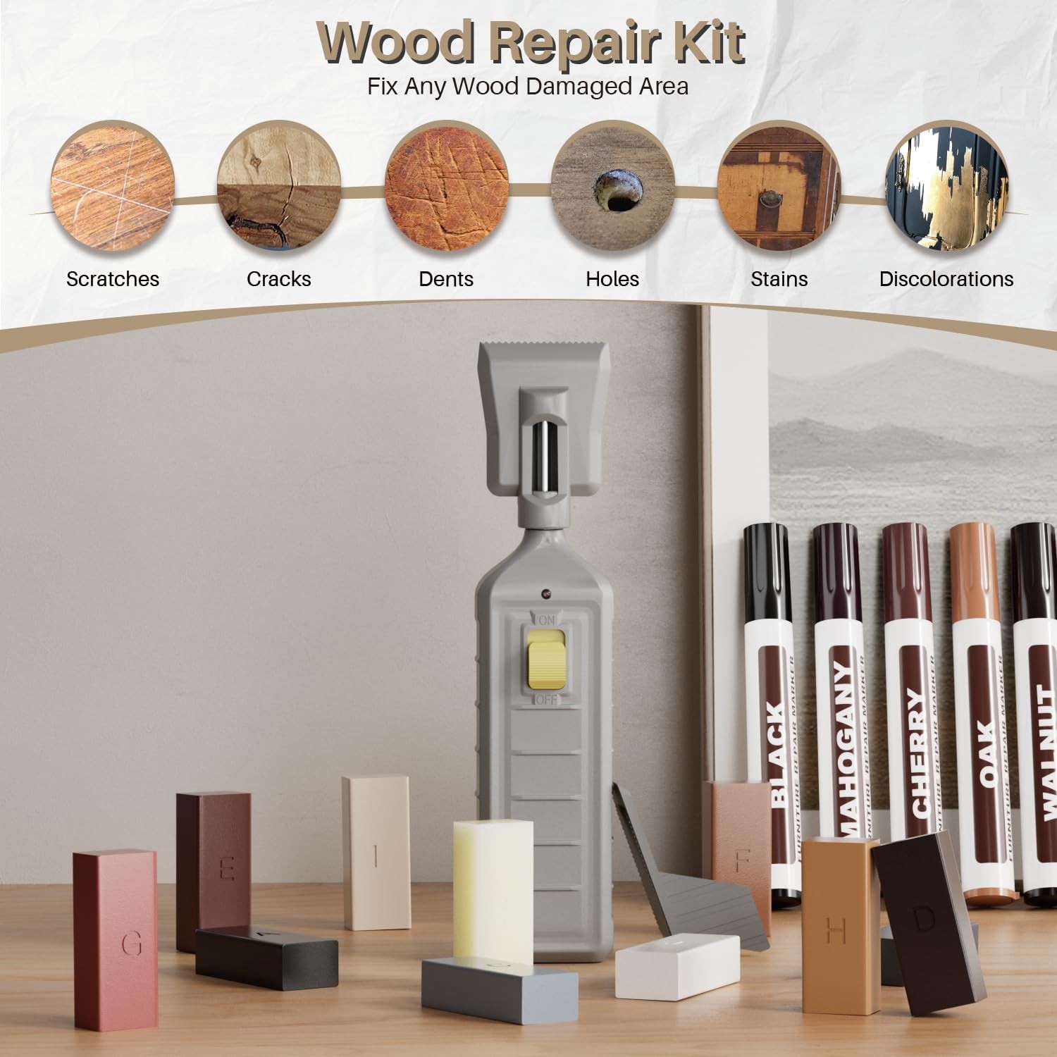 Laminate Floor Repair Kit, Wood Furniture Repair Kit with 11 Colors Hardwood