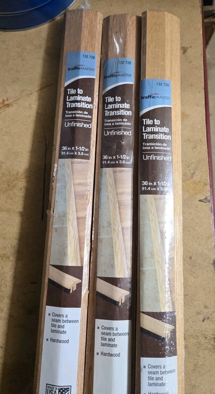 3x Trafficmaster 36″x1 1/2 Tile to Laminate Transition Unfinished 132726