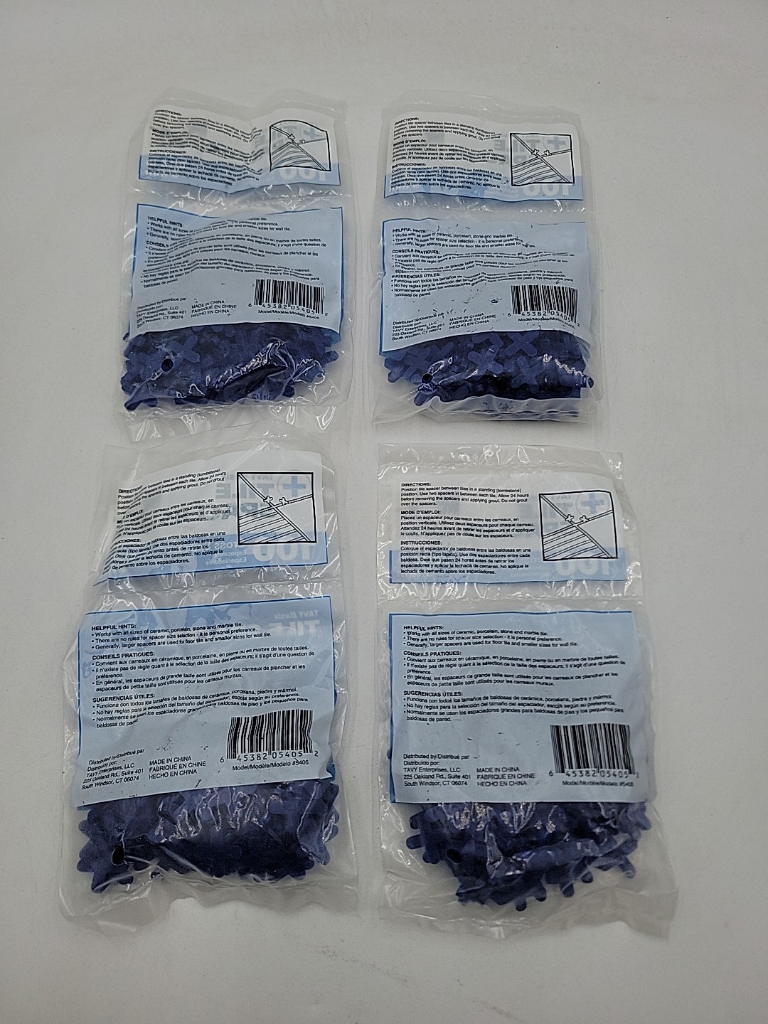 4 Pack Tavy Basix Cross Tile Spacers 3/16in 5mm 100pc Pack Brand New Packages
