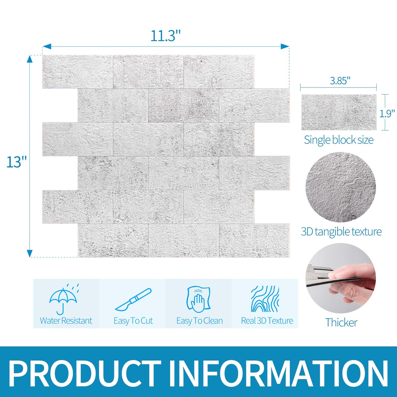 Art3d 10-Pack Peel and Stick Backsplash Wall Tile for Kitchen Bathroom Fireplace