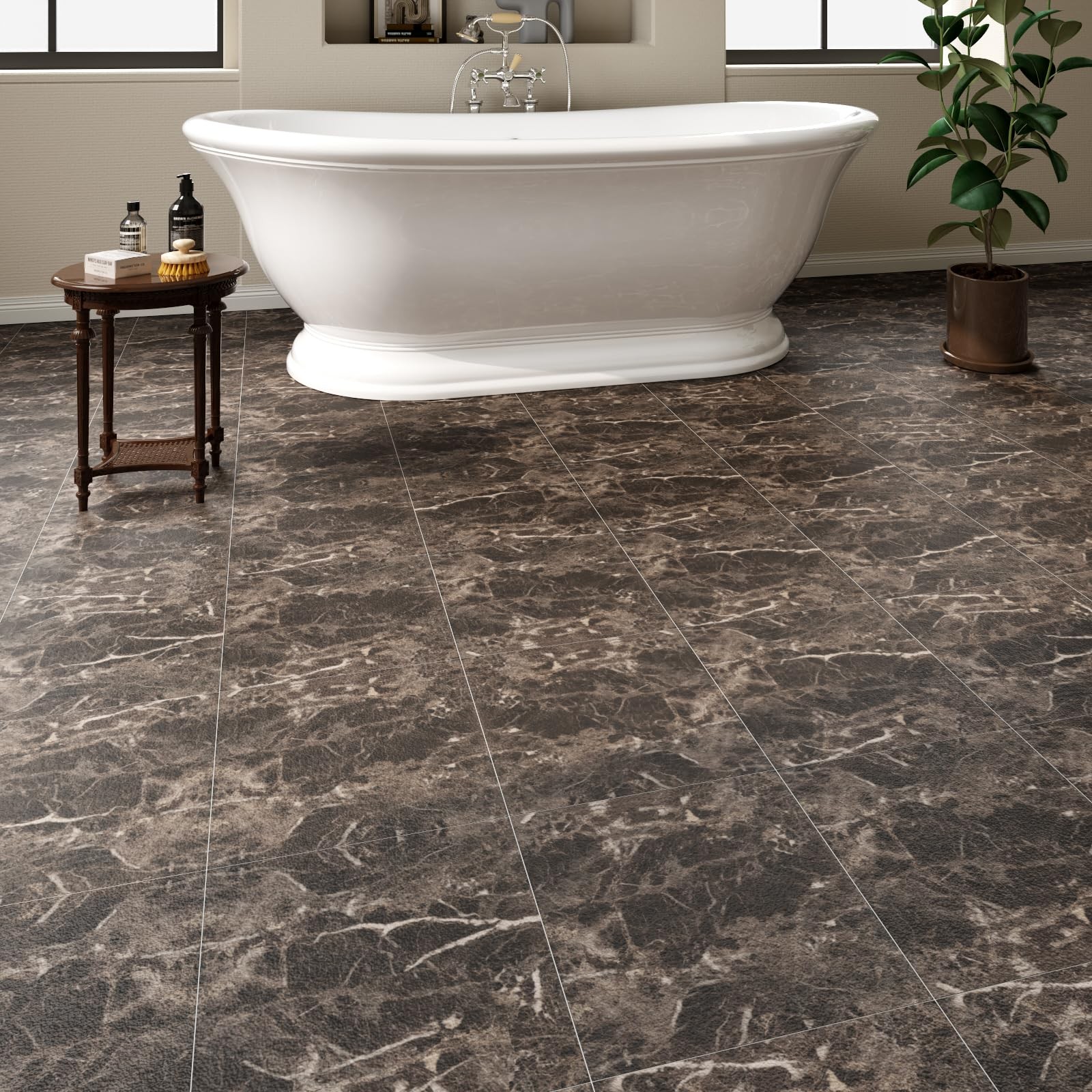 20 Pack Cover 20 Sq.Ft Peel and Stick Floor Tiles, 12” x 12” Self Adhesive Vi…