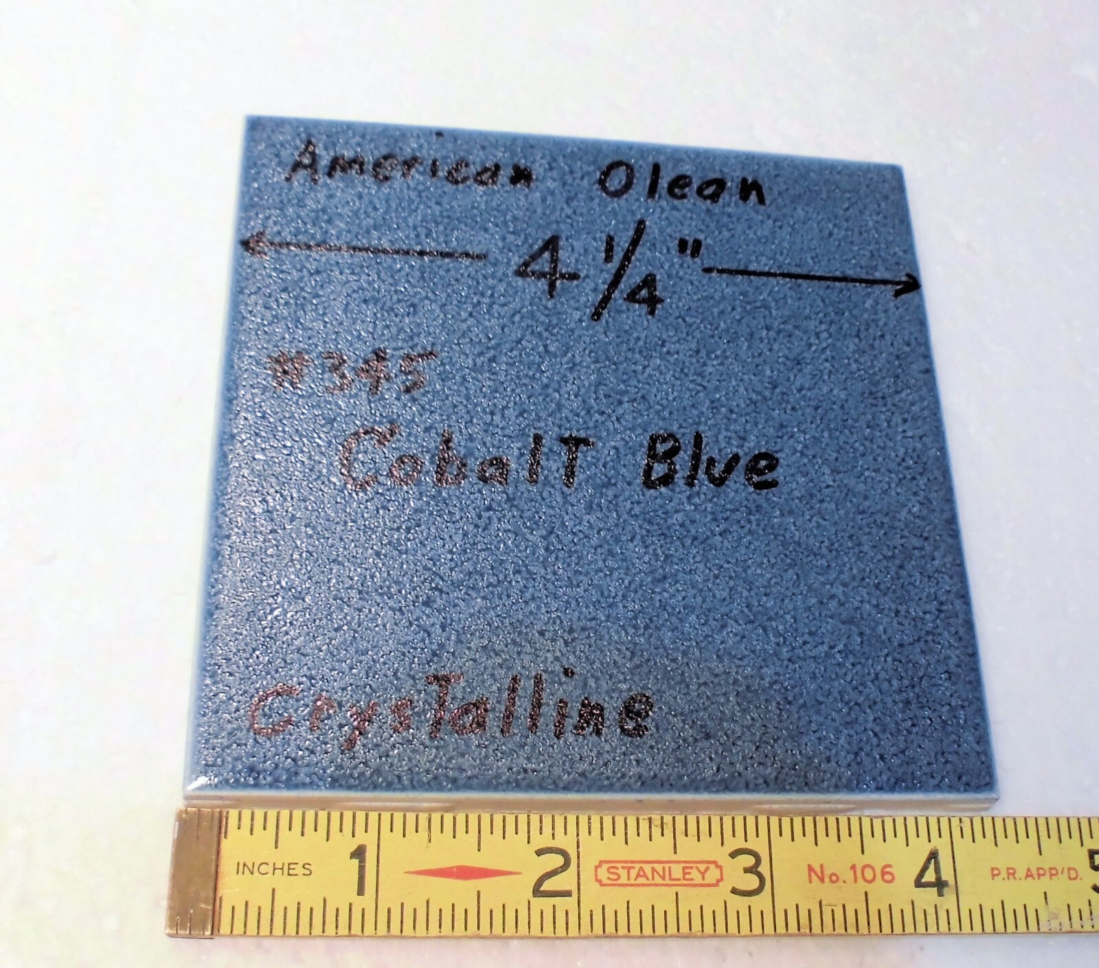 1 pc. Cobalt Blue #345: Crystalline Ceramic 4-1/4″ Tile by American Olean: NOS