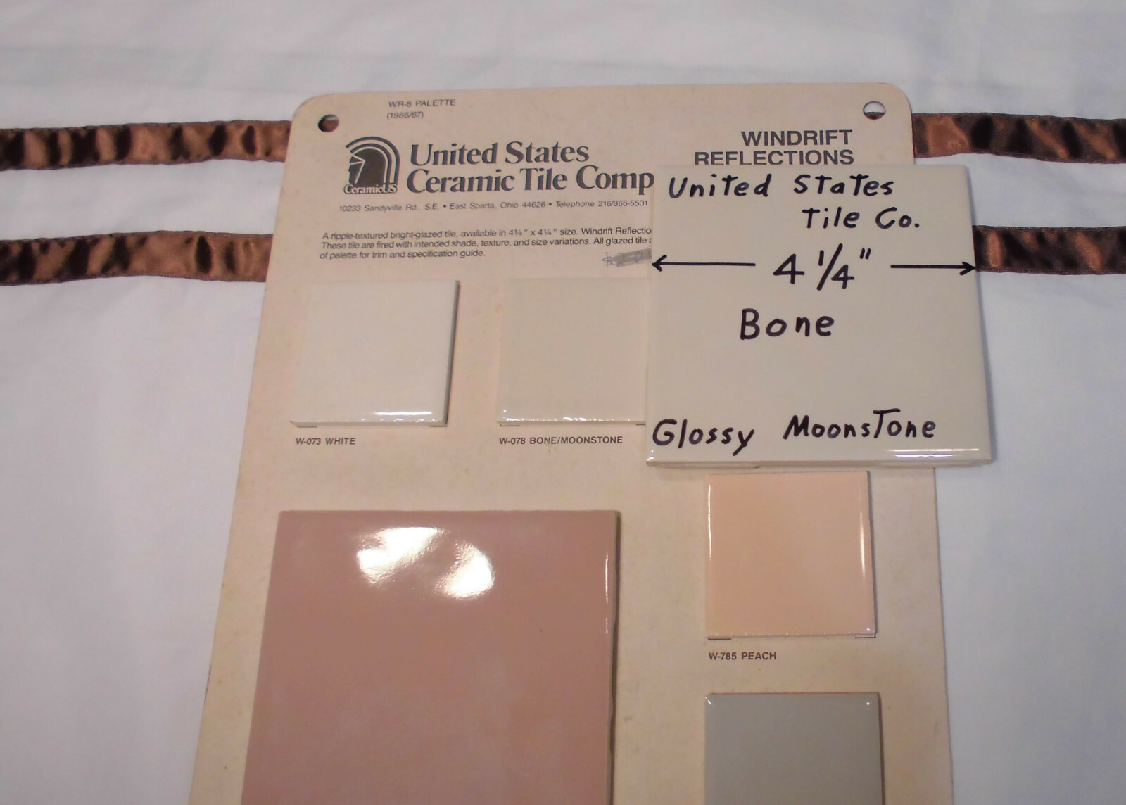 1 pc. Gloss Bone: 4-1/4″ Ceramic Tile New Stock: Bumpy-Ripple Textured Surface