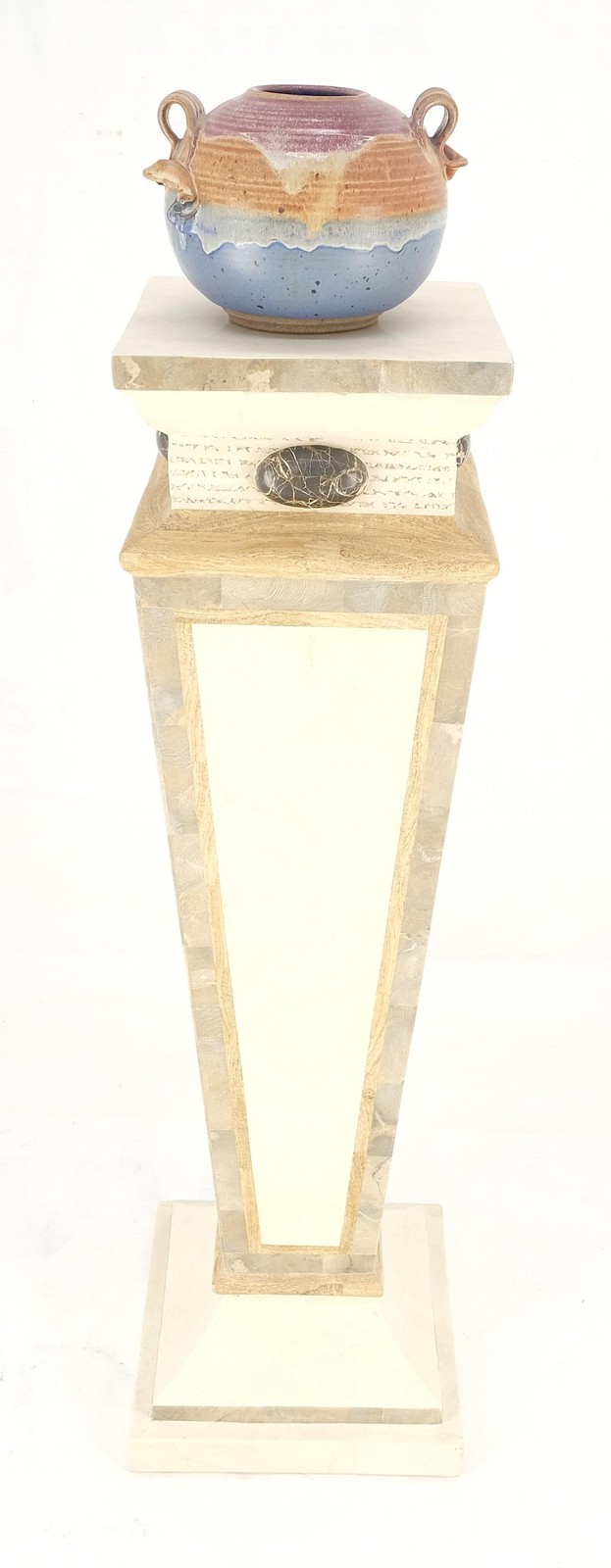 Reversed Obelisk Shape Tapered Square Marble Veneer Tiles Pedestal MINT!