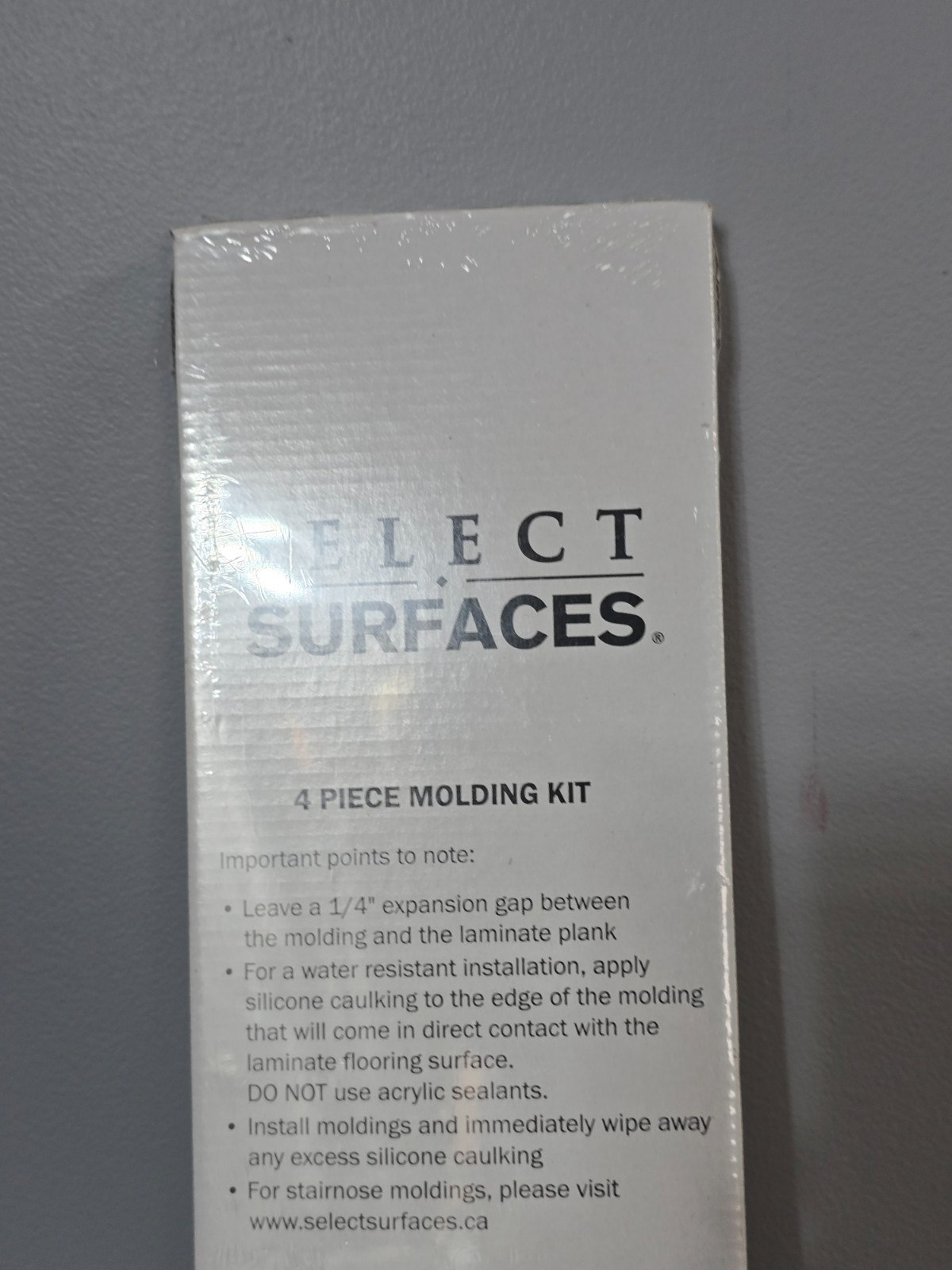 Select Surfaces Pearl Gray Molding Kit 3FT 8IN 10MM Thick Laminated Flooring