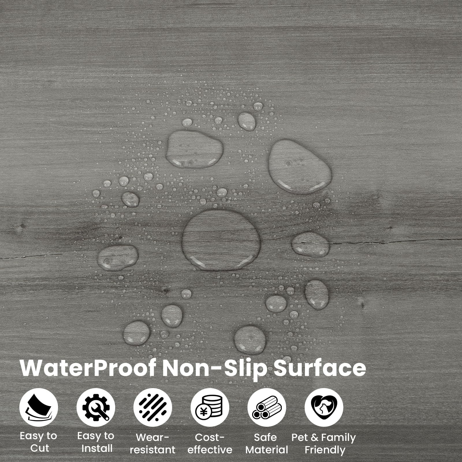 Peel Stick Floor Tile 10 Pack 15 Sq.Ft Natural Grey Wood Grain Vinyl Flooring