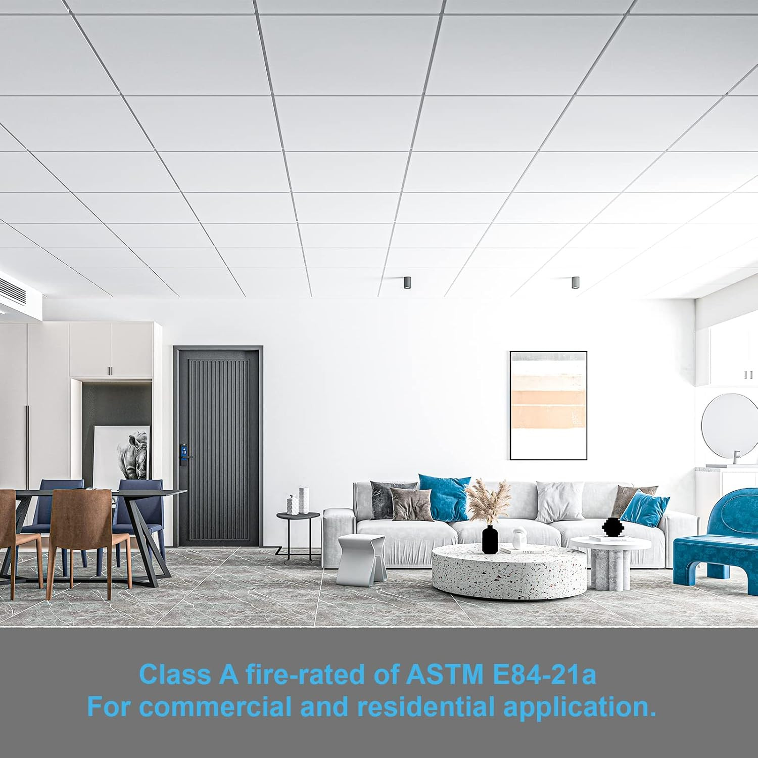 Art3D PVC Drop Ceiling Tiles in White – 24X24In, Waterproof Smooth Tiles Cover 9