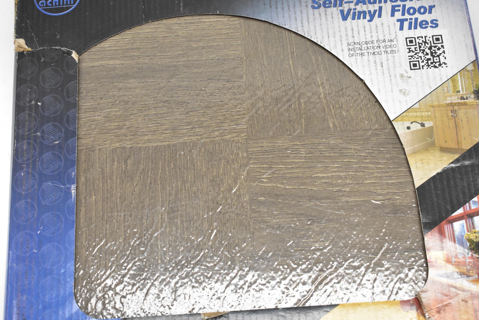 Achim TivoliTile Self-Adhesive Vinyl Floor Tiles 12×12 45 Sq Ft Brown FTVWD22945