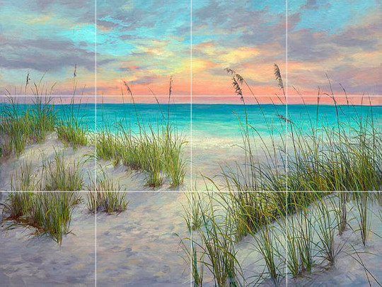 sea oats beach garden ocean view nature sunrise ceramic tile mural backsplash