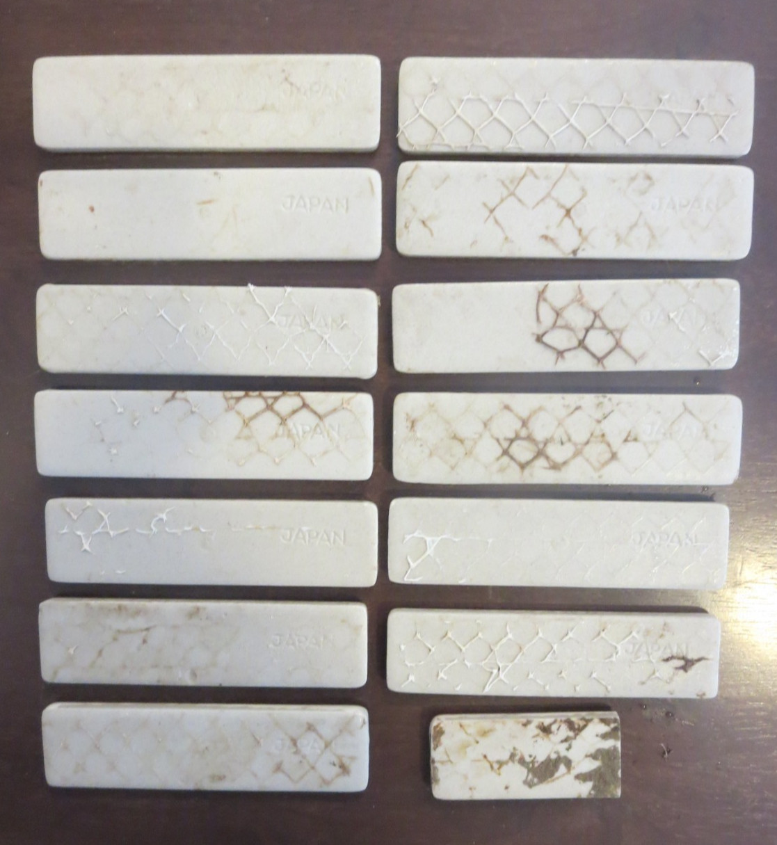 Vintage Lot of 13 Japan 4” x 1” Floral Design Ceramic Accent Border Tiles