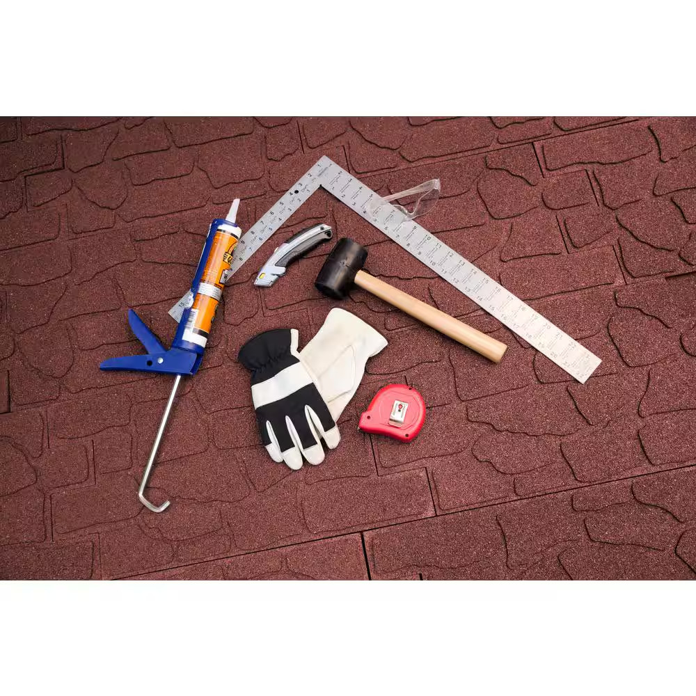 24 In. X 12 In. X 5/8 In. Red Interlocking Dual-Sided Rubber Paver (9-Pack)