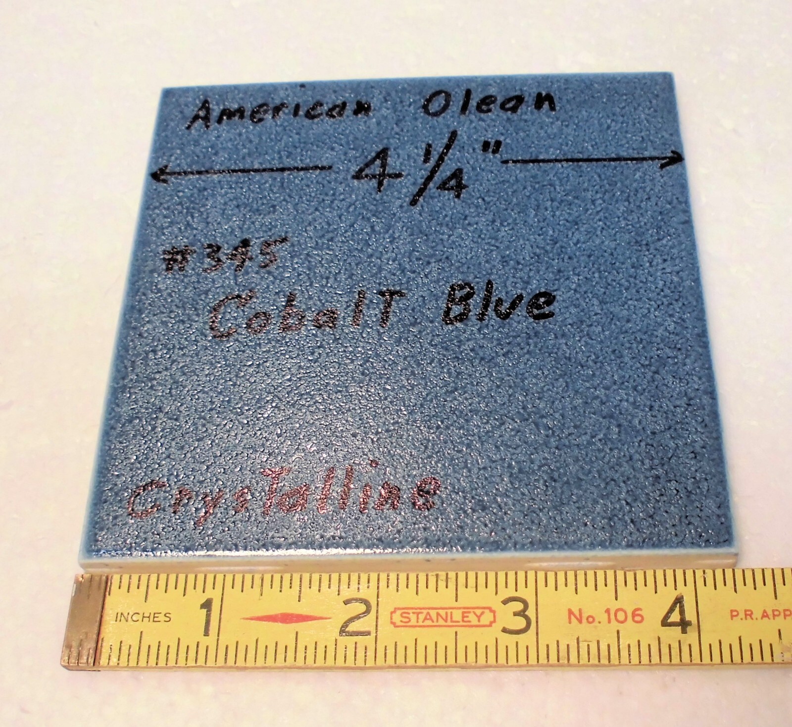1 pc. Cobalt Blue #345: Crystalline Ceramic 4-1/4″ Tile by American Olean: NOS