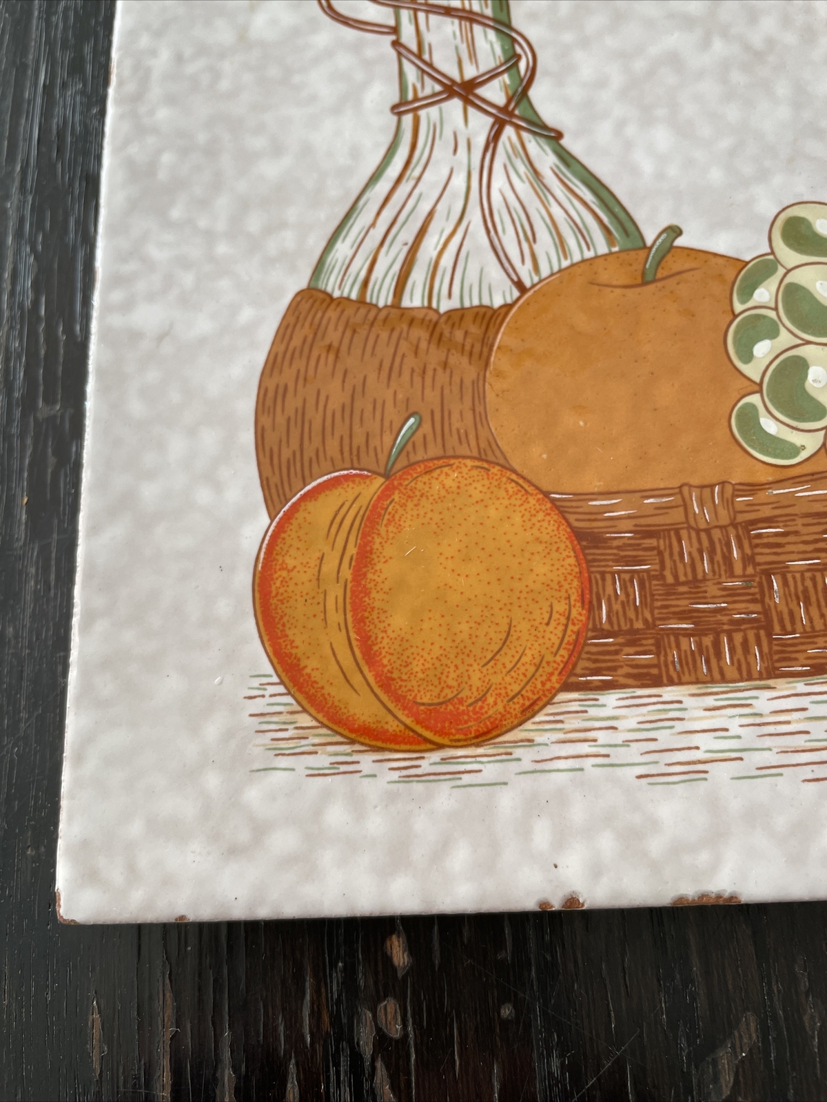 Wine Glass Bottle Grapes Decorative Wall Tile (1) Trivet Fruit Mexico Vitromex