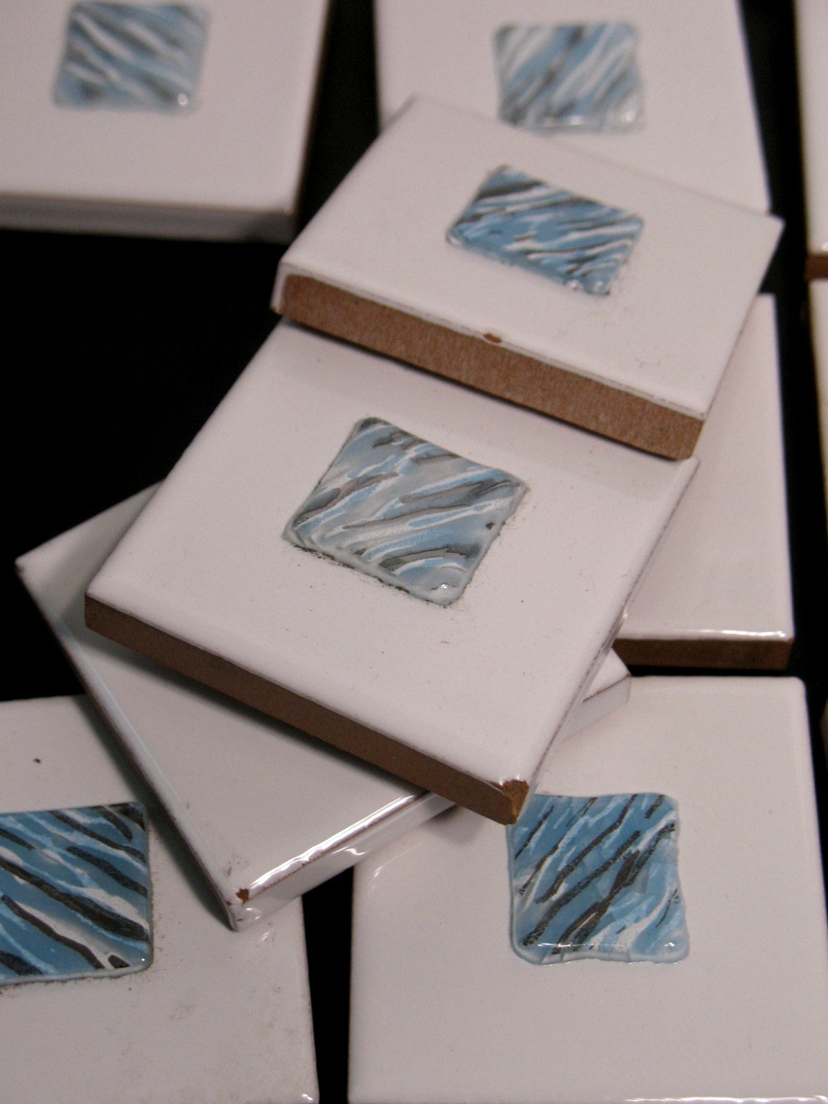 2 x 2 inch CENTER GLASS MEDALLION TILE LOT OF 46 SOME IMPERFECT ITALY HANDMADE