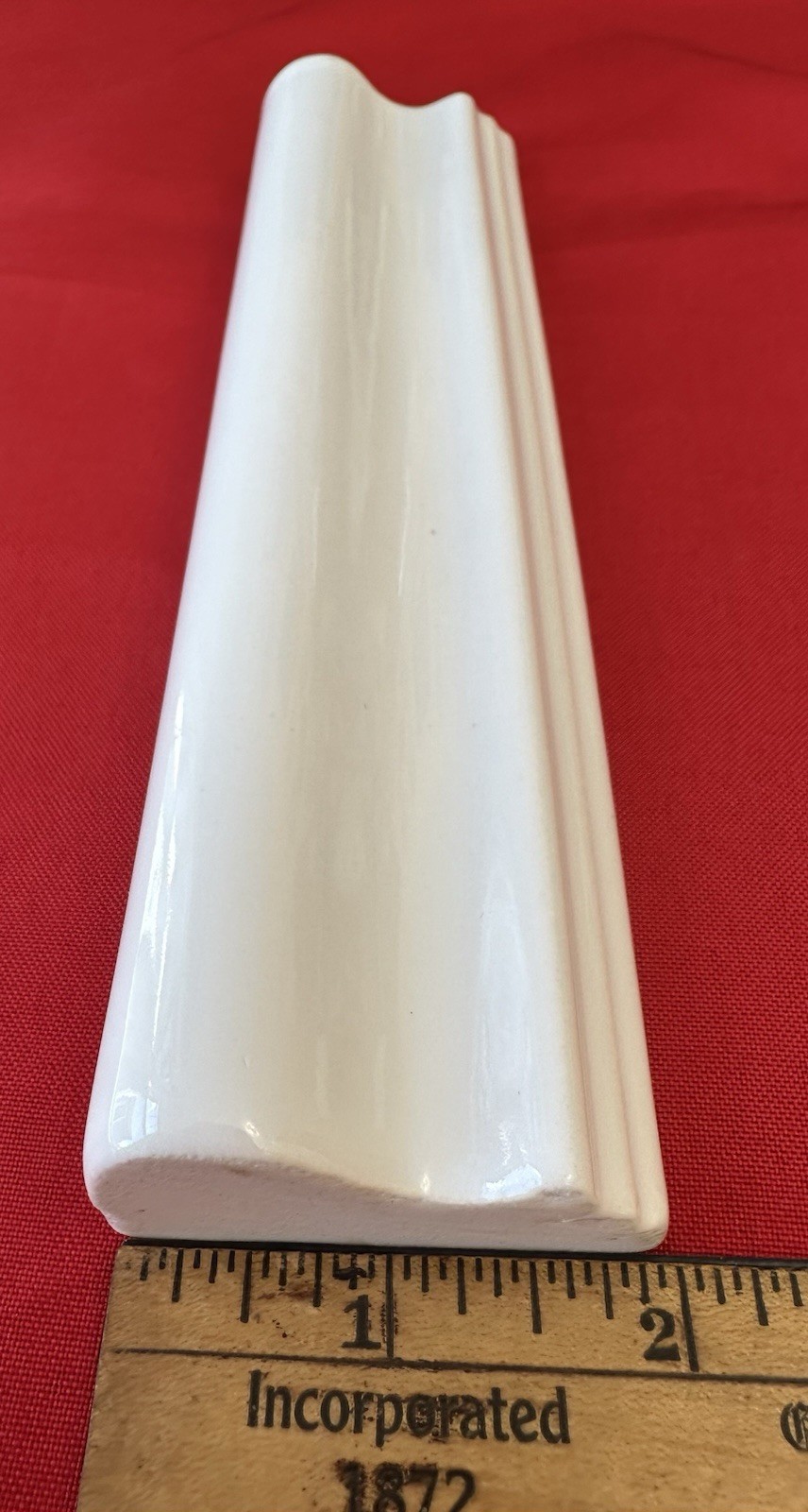 1 pc. Gloss White: Ceramic / Porcelain Chair Rail Tile: 2″ X 8-1/16″ Reclaimed