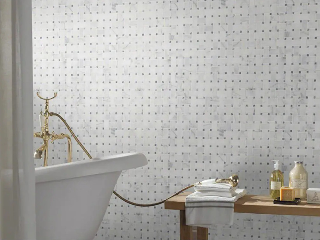MSI Calacatta Cressa Basket Weave 11.38×12.38 Honed Marble Look Floor Wall Tile