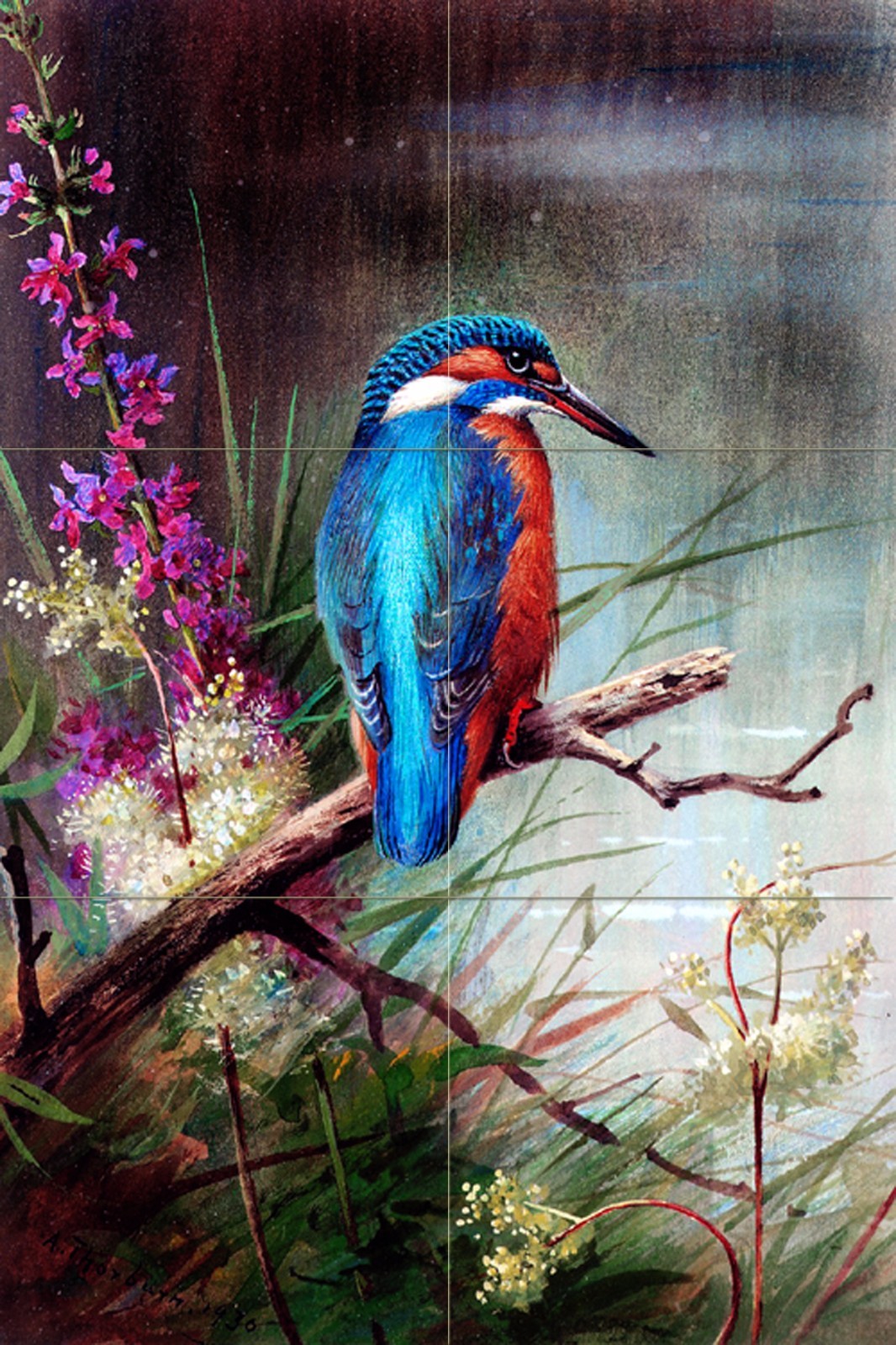 24 x 36 Bird Kingfisher Tile Mural Kitchen Bathroom Wall Backsplash Ceramic