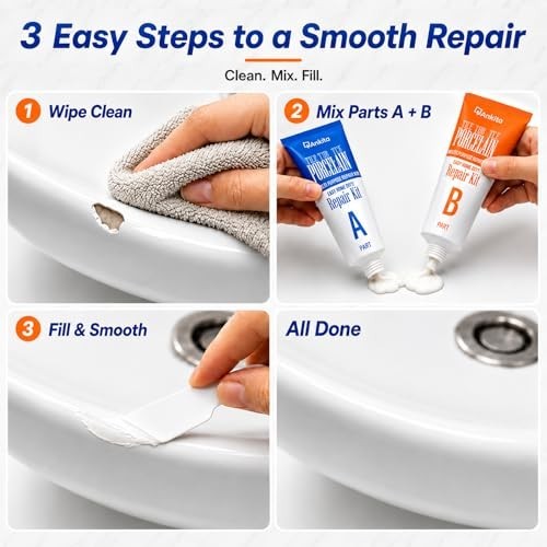 Tile Repair Kit (Pure White), Ceramic & Porcelain Tile Chip Repair Kit with Supe