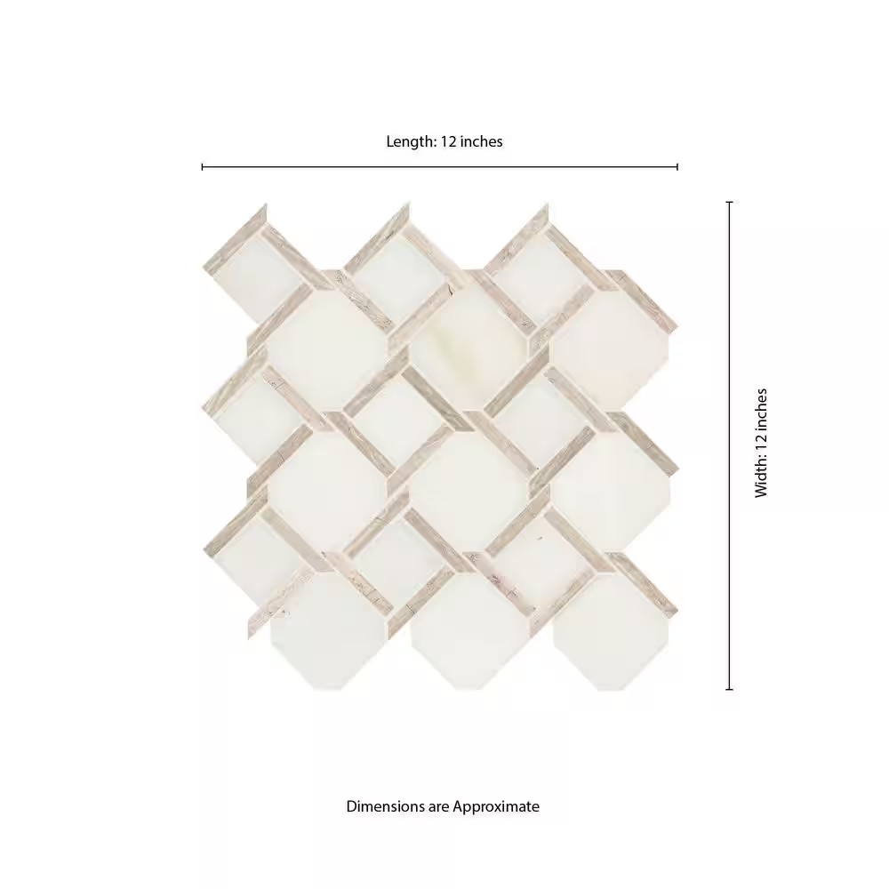 Marbella Lynx 12 In. X 12 In. Polished Marble Mesh-Mounted Mosaic Floor and Wall