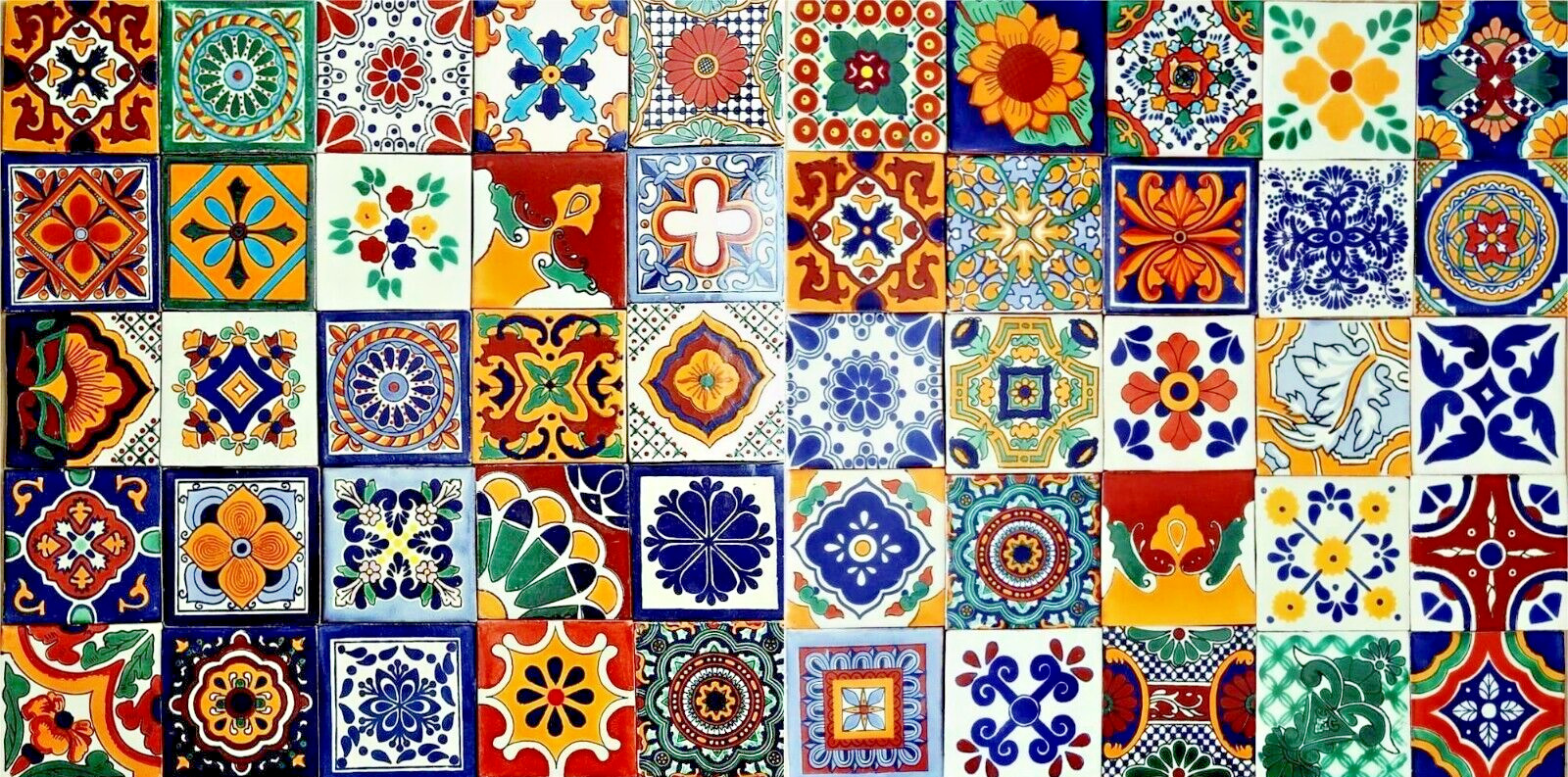 50 TILES 4×4 MEXICAN CERAMIC HANDMADE TALAVERA TILES WALL FLOOR DECORATIVE #002