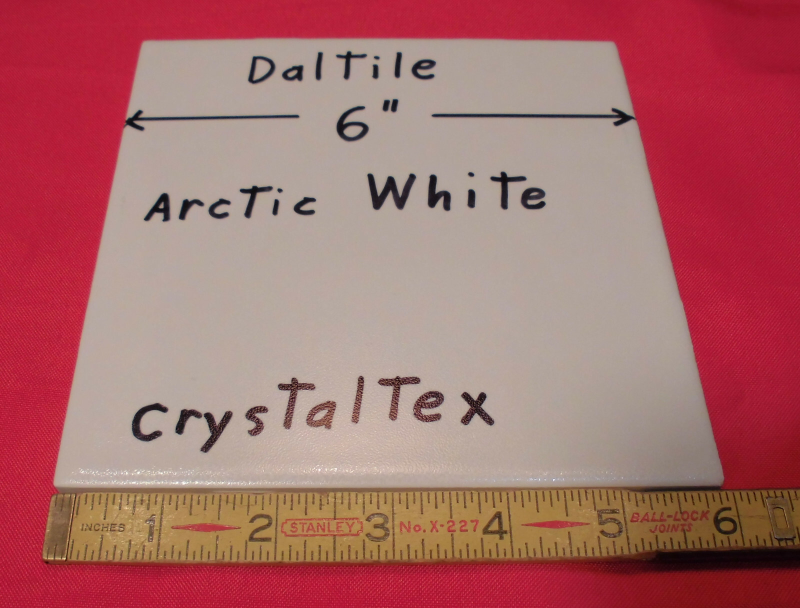 1 pc. *White* 6″ X 6″ by Daltile; Crystaltex Finish-Crystall, Lightly Textured
