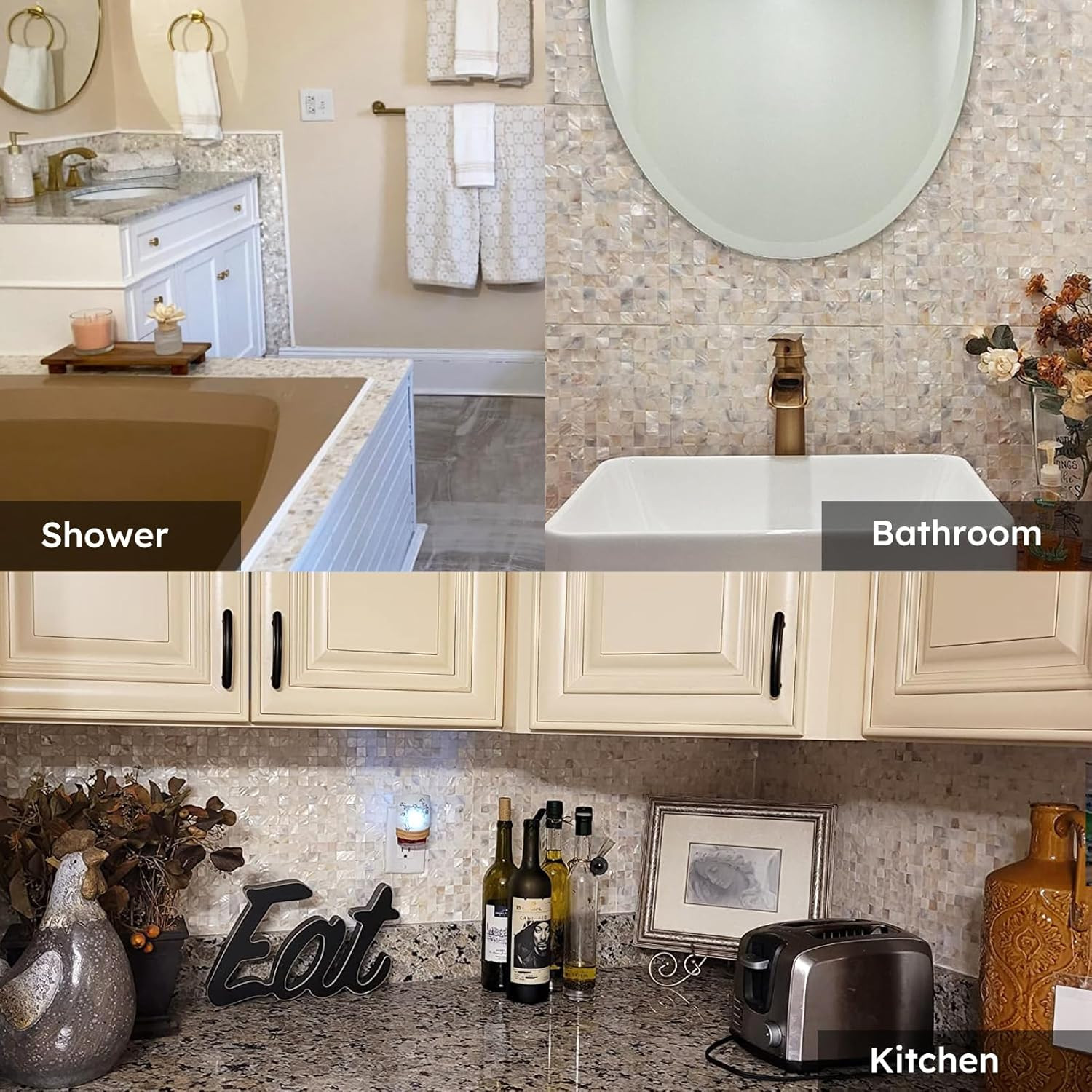 Mother of Pearl Peel and Stick Subway Tile Backsplash – 6 Sheets Pack