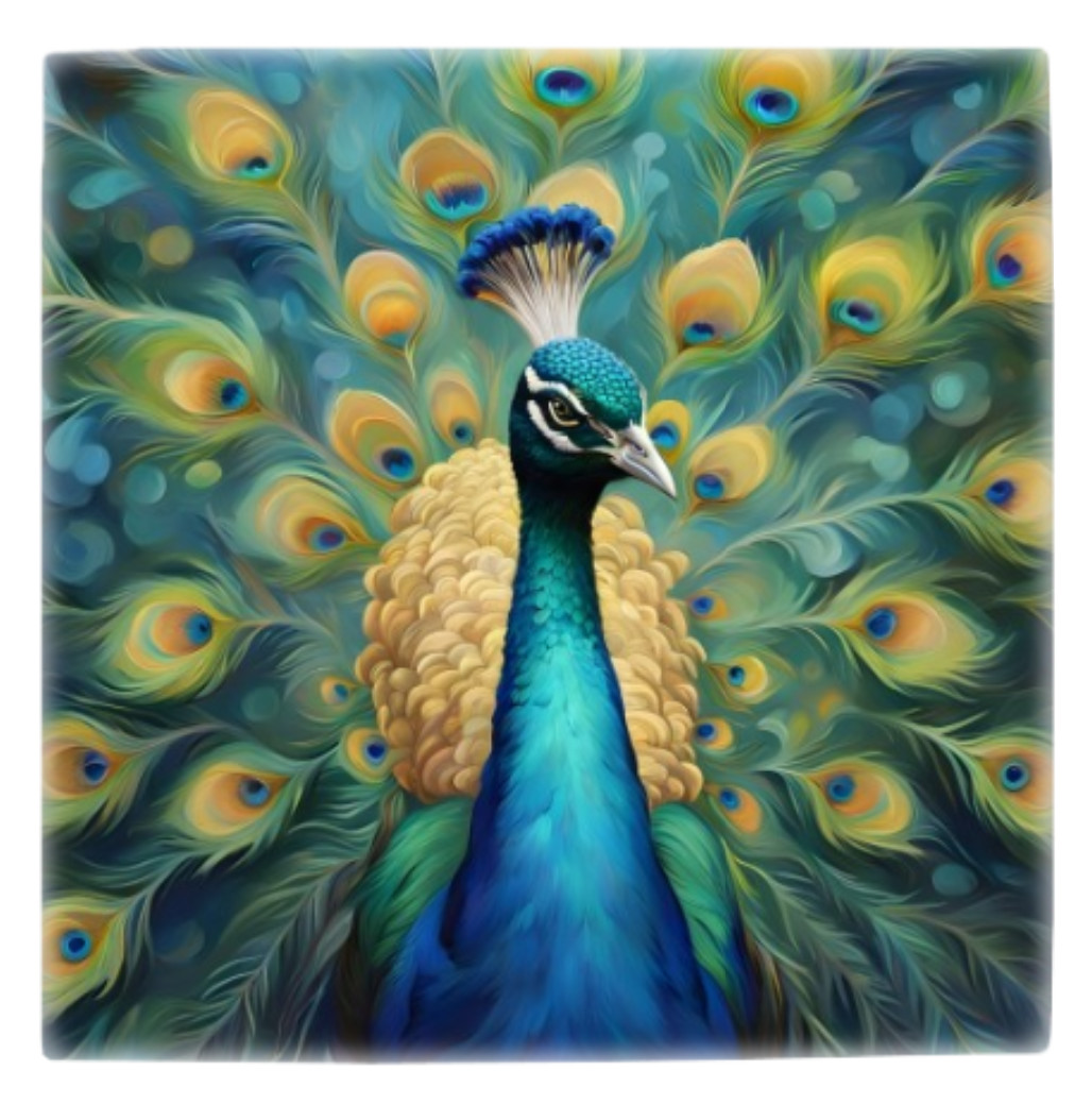 Peacock Bird Ceramic Tile 4.25×4.25, 6×6 or 8×8 inches Printed in USA