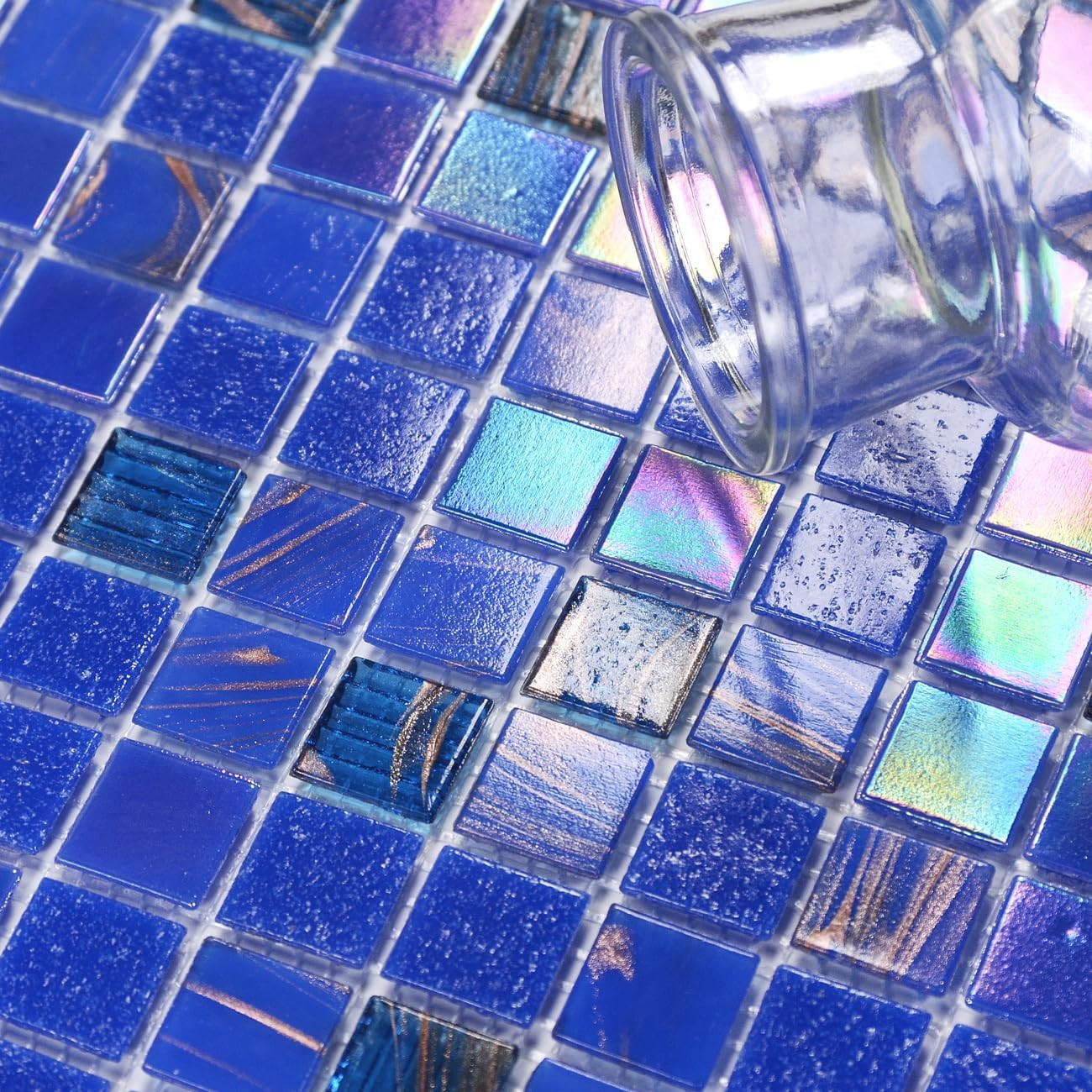 Iridescent Dark Blue Pool & Wall Tile – 11.5 Sqft, 10 Pcs