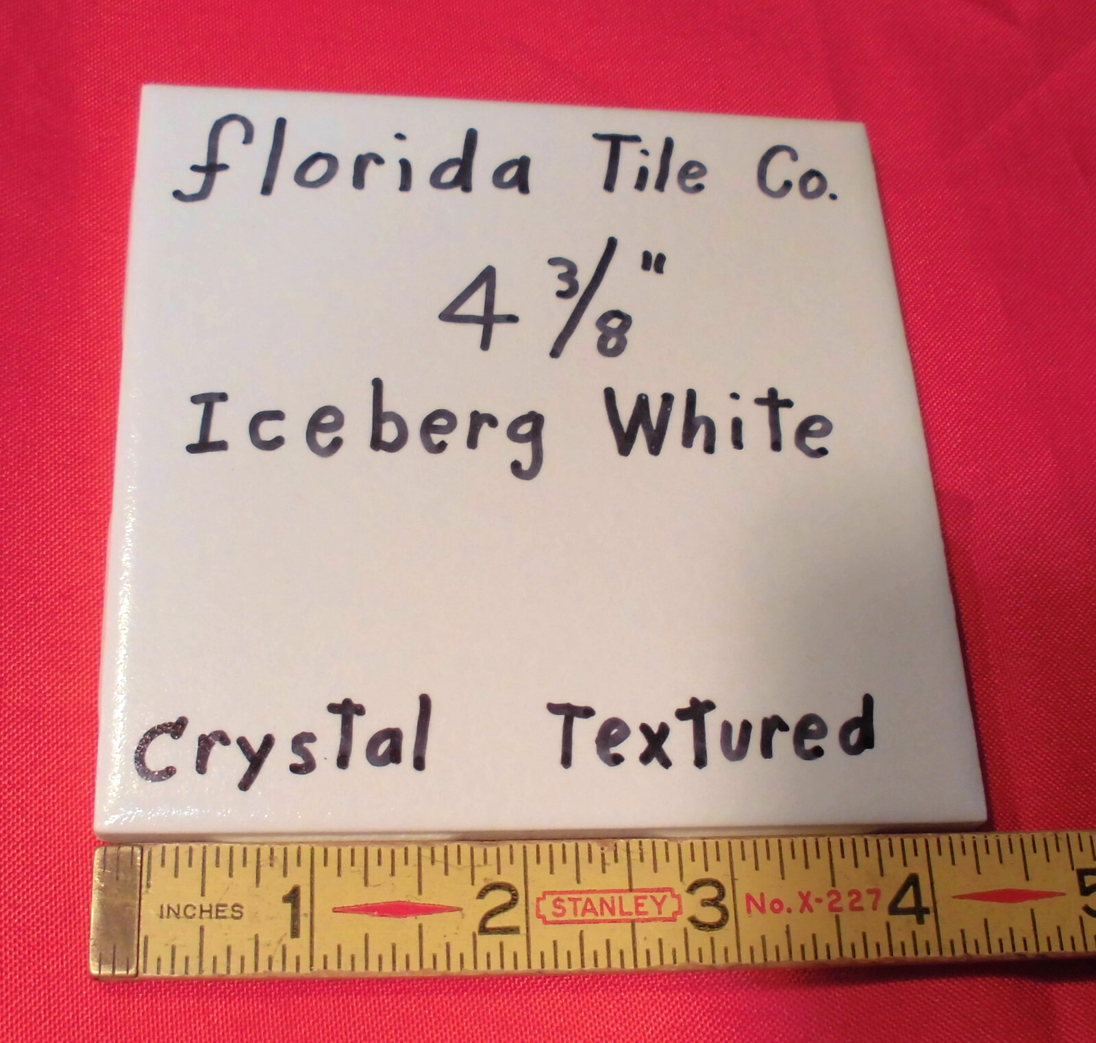1 pc. *Iceberg White* 4-3/8″ Crystal Glazed Ceramic Tile by Florida Co. NEW