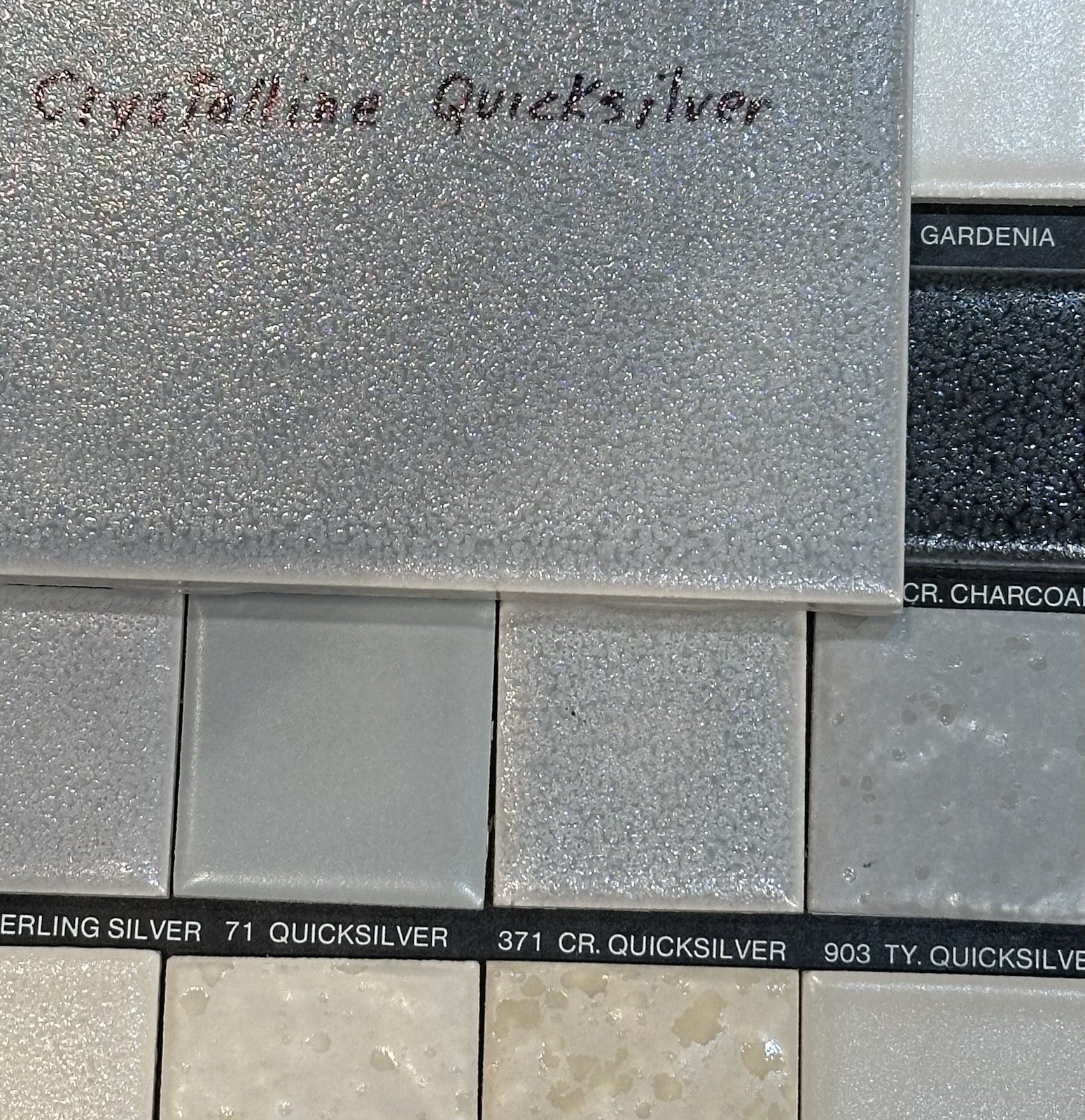 1 pc. Quicksilver – Gray: 4-1/4″ Ceramic Crystalline Tile by American Olean Co.