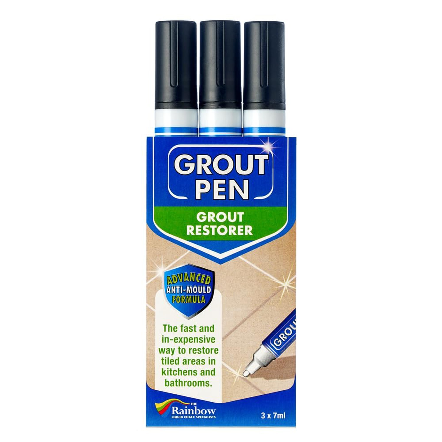 Grout Pen Black Tile Grout Paint: Waterproof, Narrow 5mm Tip (7mL) – 3 Pack