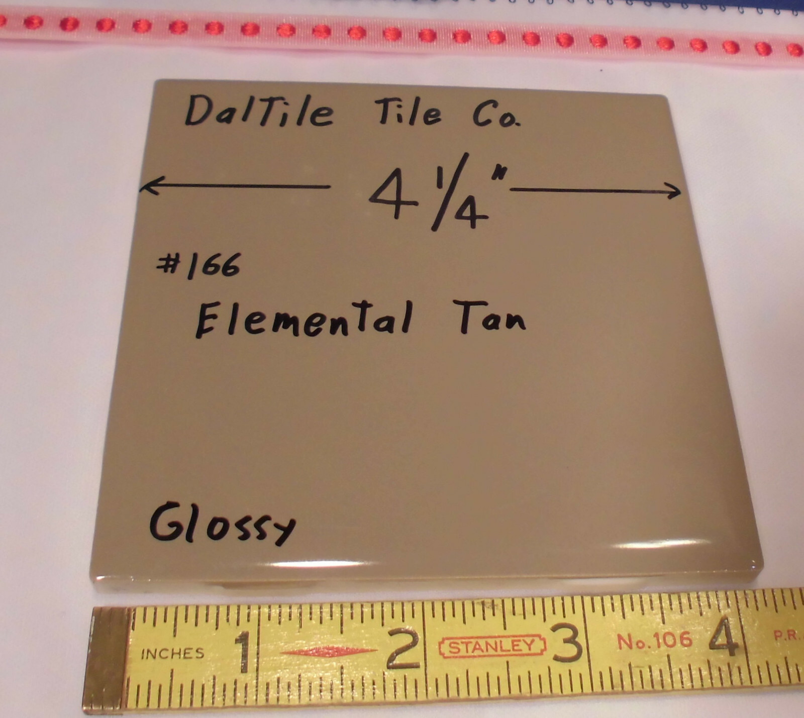 1 pc. Elemental Tan: Glossy Ceramic Tile by Daltile; 4-1/4″ Light Brown NEW
