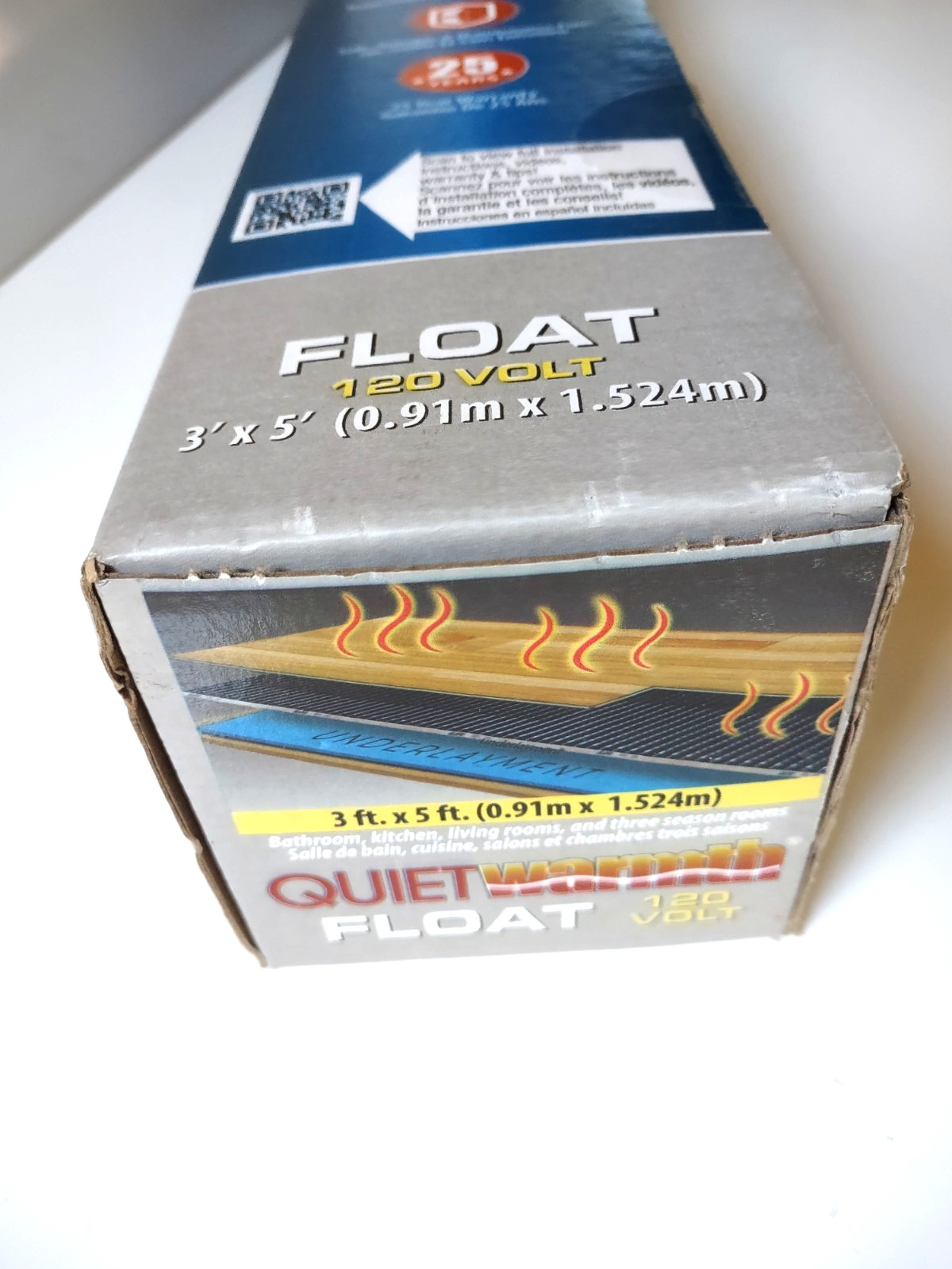 QuietWarmth QWARM3X5F120 3 Ft x 5 Ft 120v Radiant Under Floating Floor Heat Mat