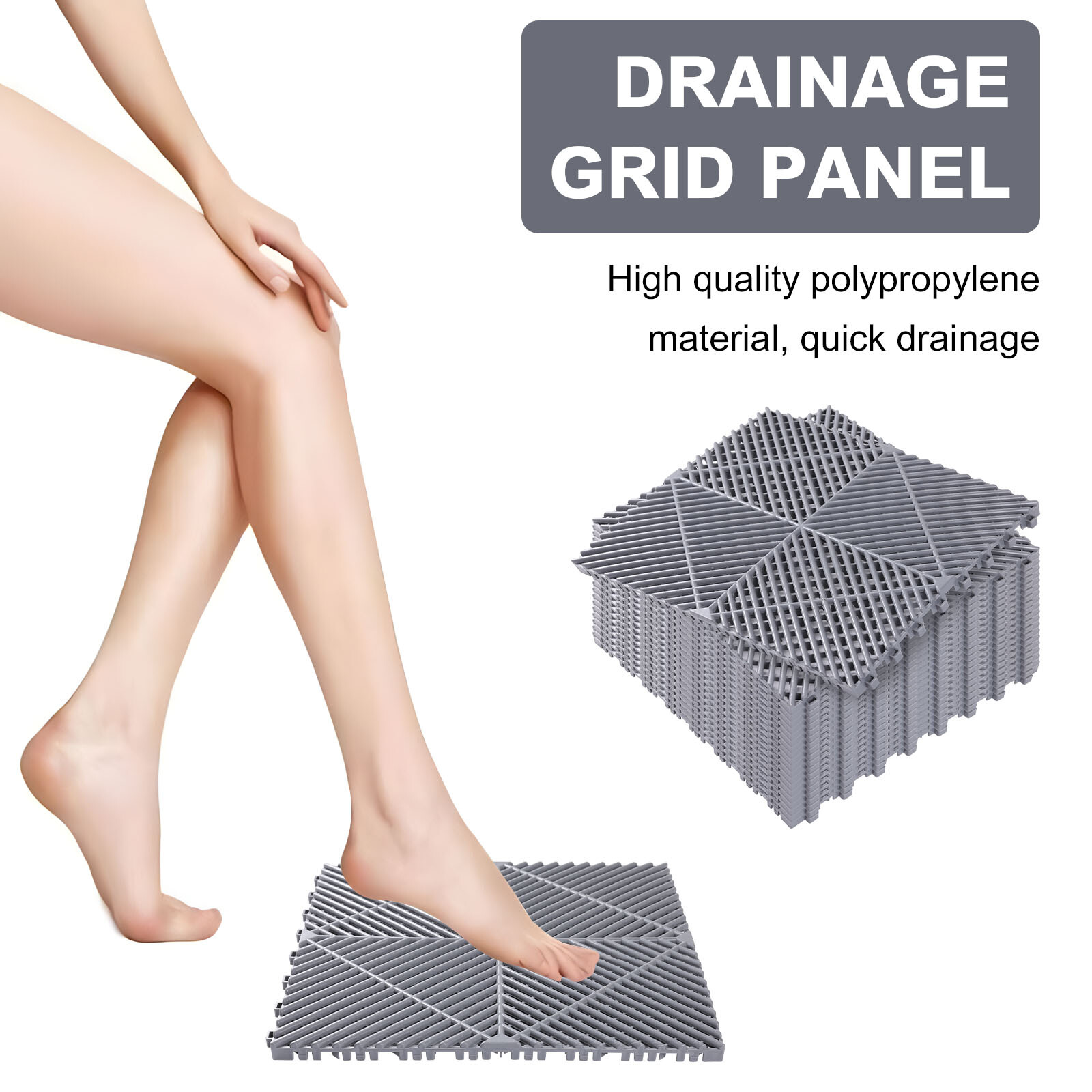 Interlocking Garage Floor Tile 20PC 16×16 in Water Drainage Cover Mat 34.4 sq.ft