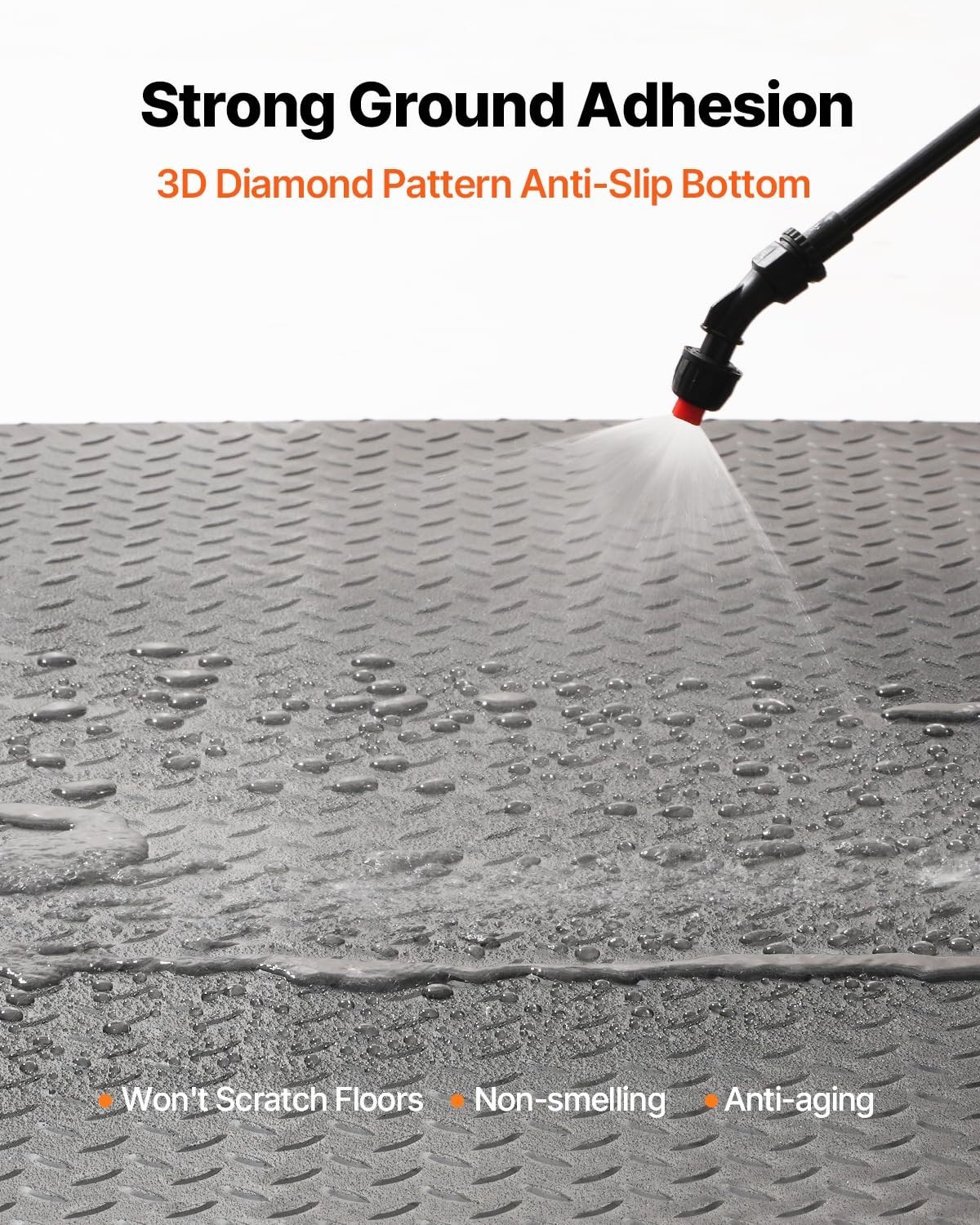 Rubber Flooring Roll 4×15 ft – 3mm Thick Non-Slip Diamond-Plate Mat for Garage,