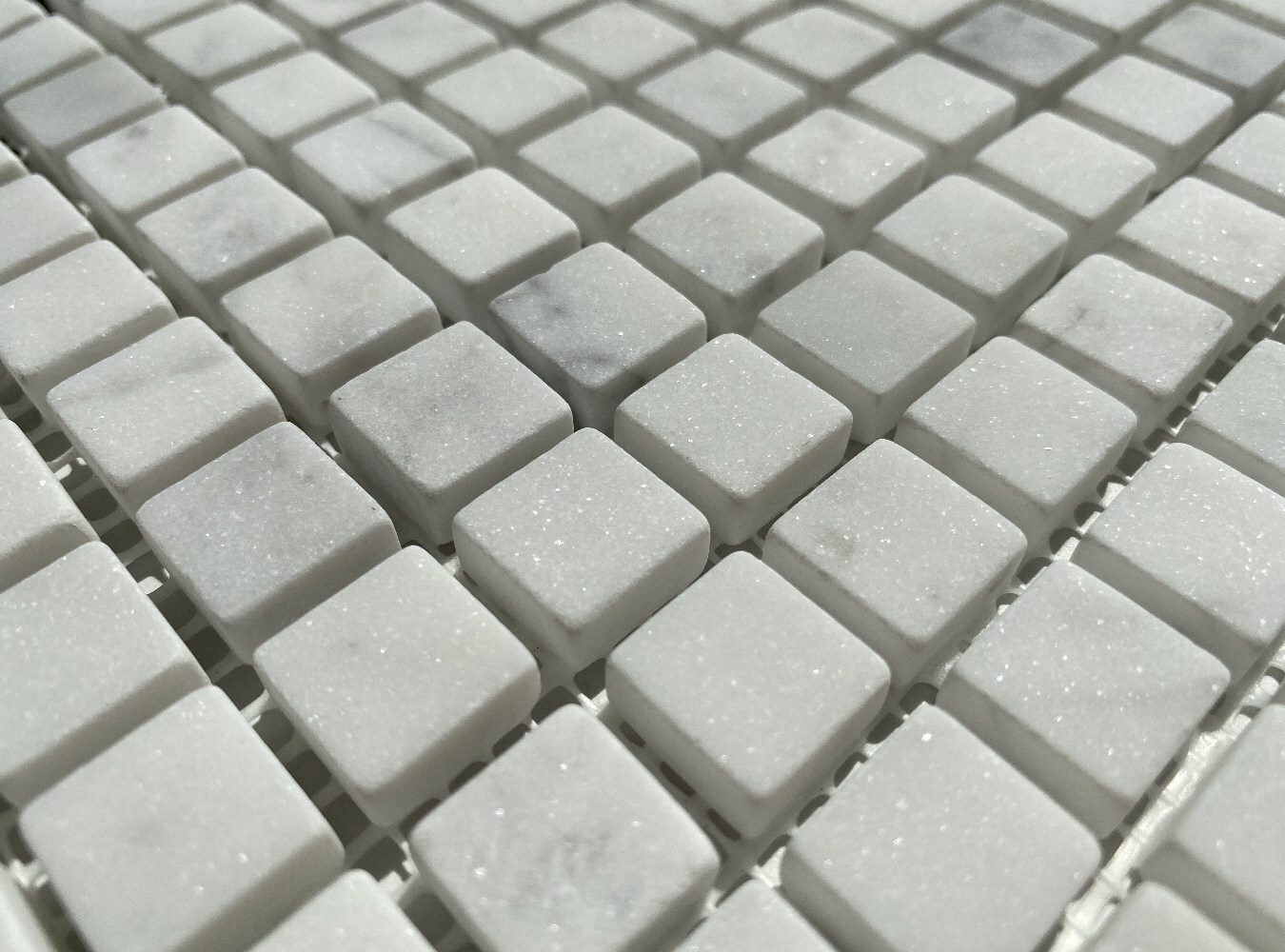 C22XT Tumbled Carrara White Marble 5/8×5/8 Square NonSlip Shower Floor Tile