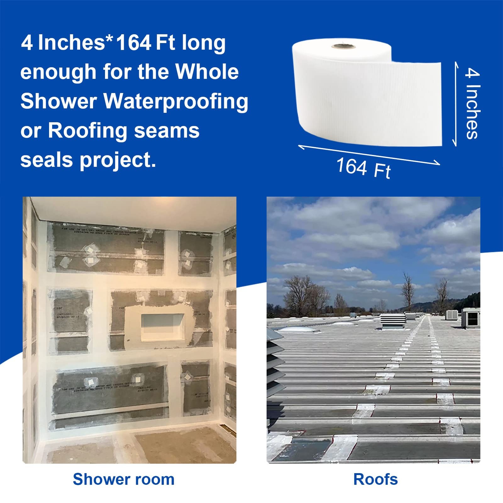 2 Pack 4 Inches x 164 Feet Waterproofing Membrane Anti Fracture Fabric, Reinf…