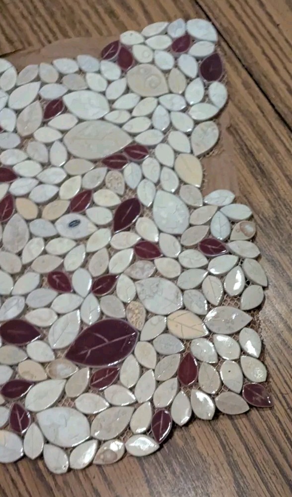 Vintage Made In Japan Multi-Color Porcelain Leaves Wall Tile Floor Pool Tile