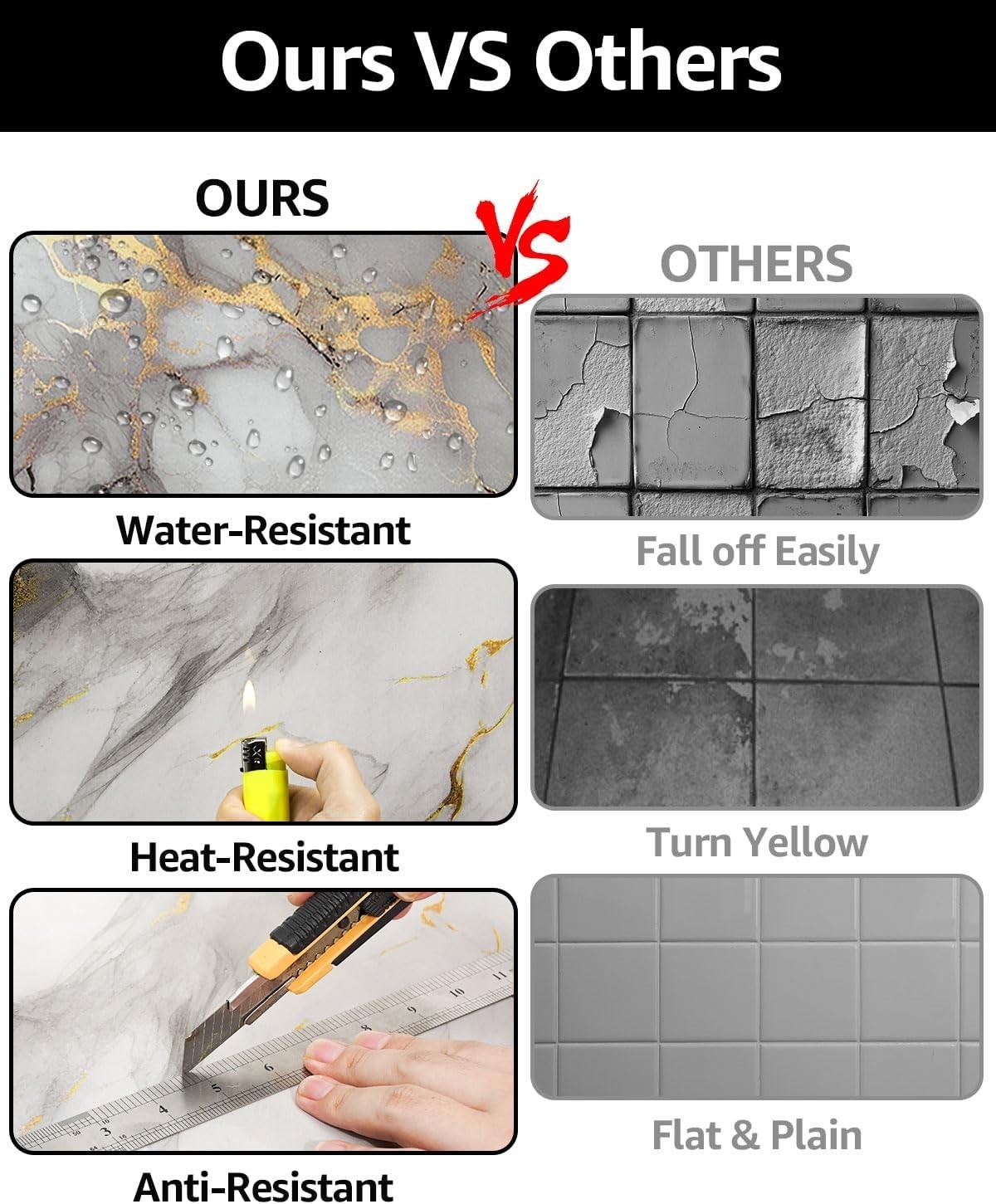 Self-Adhesive 11.8” Marble Wall Tiles – 20PC Waterproof PVC Panels in Gold