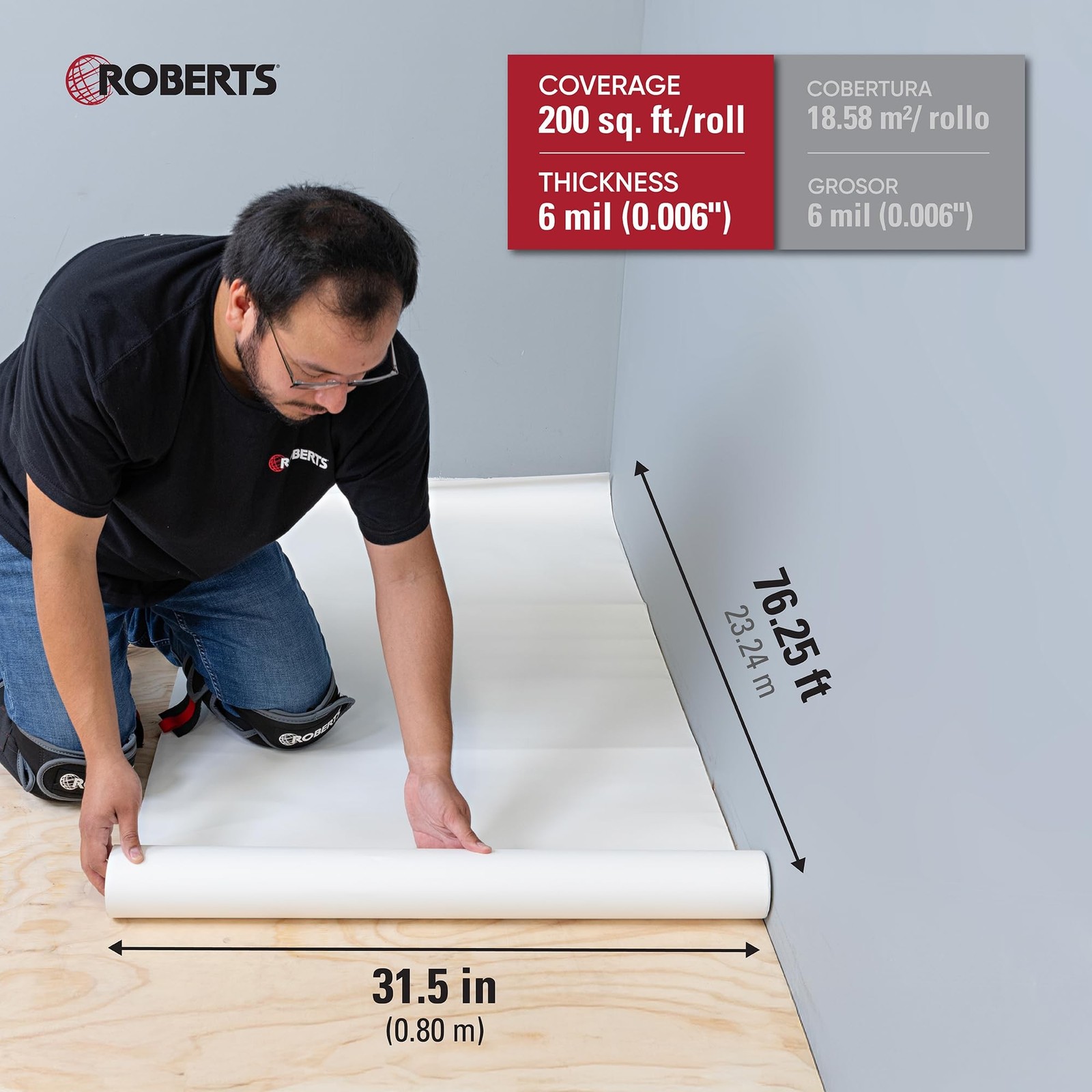 ROBERTS 70-198 Silicone Moisture Barrier Underlayment for Wood Floors LVP 200