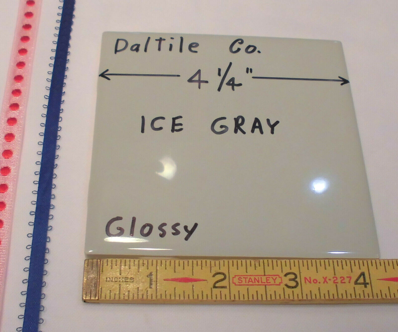 1 pc. Ice Gray: Glossy Ceramic Tile by Daltile; 4-1/4″ Discontinued Color #K176