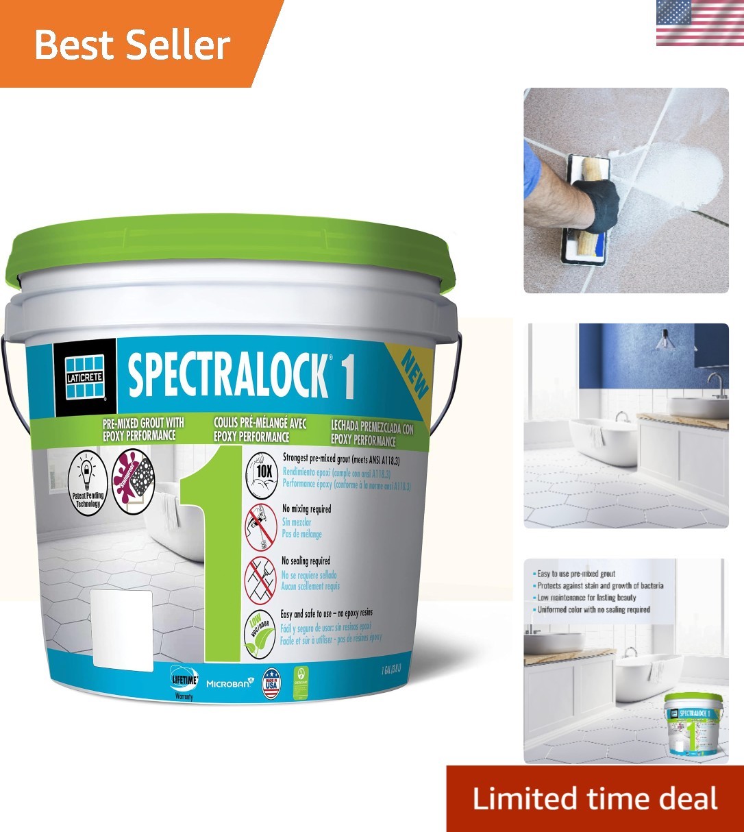 Grout Bright White Waterproof Resin Pre-Mixed Tile Adhesive for Walls Floors