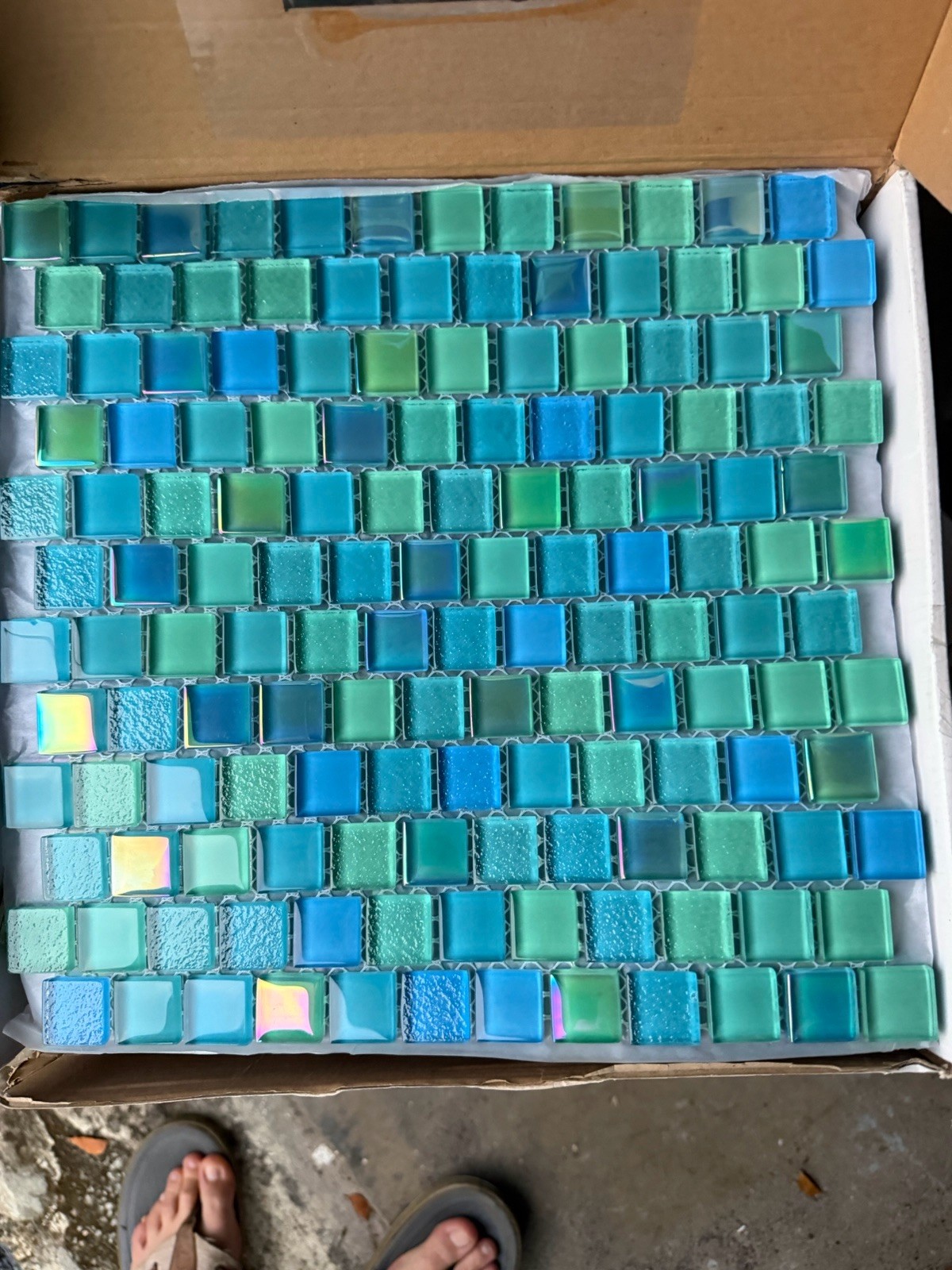 1×1 Glass Pool Tile Aqua Blue Price is For 15SQF (one Box)